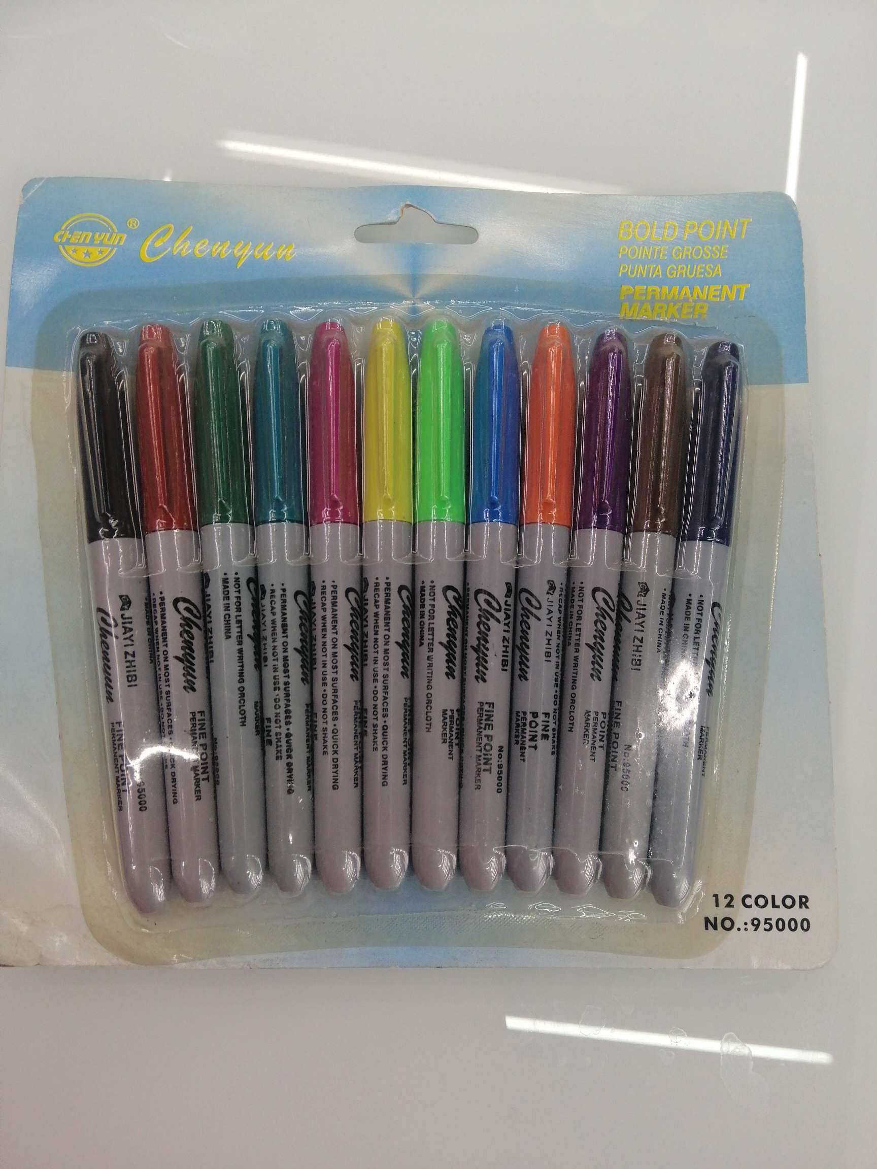 Hanjia Stationery Office Culture Student Writing Tools Marker Pen 95000 Marker Pen Clip 12 pieces packaging full figure