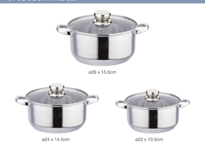 6-piece stainless steel soup pot set. Other sizes of pot sets are also available. For more details, please call for consultation. Stainless steel soup pot details Picture