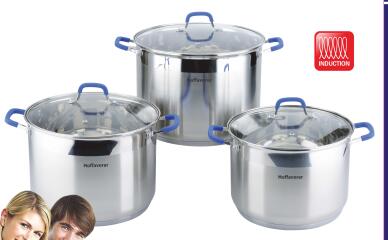 Stainless steel silicone blue handle large soup pot, stainless steel silicone blue handle large soup pot