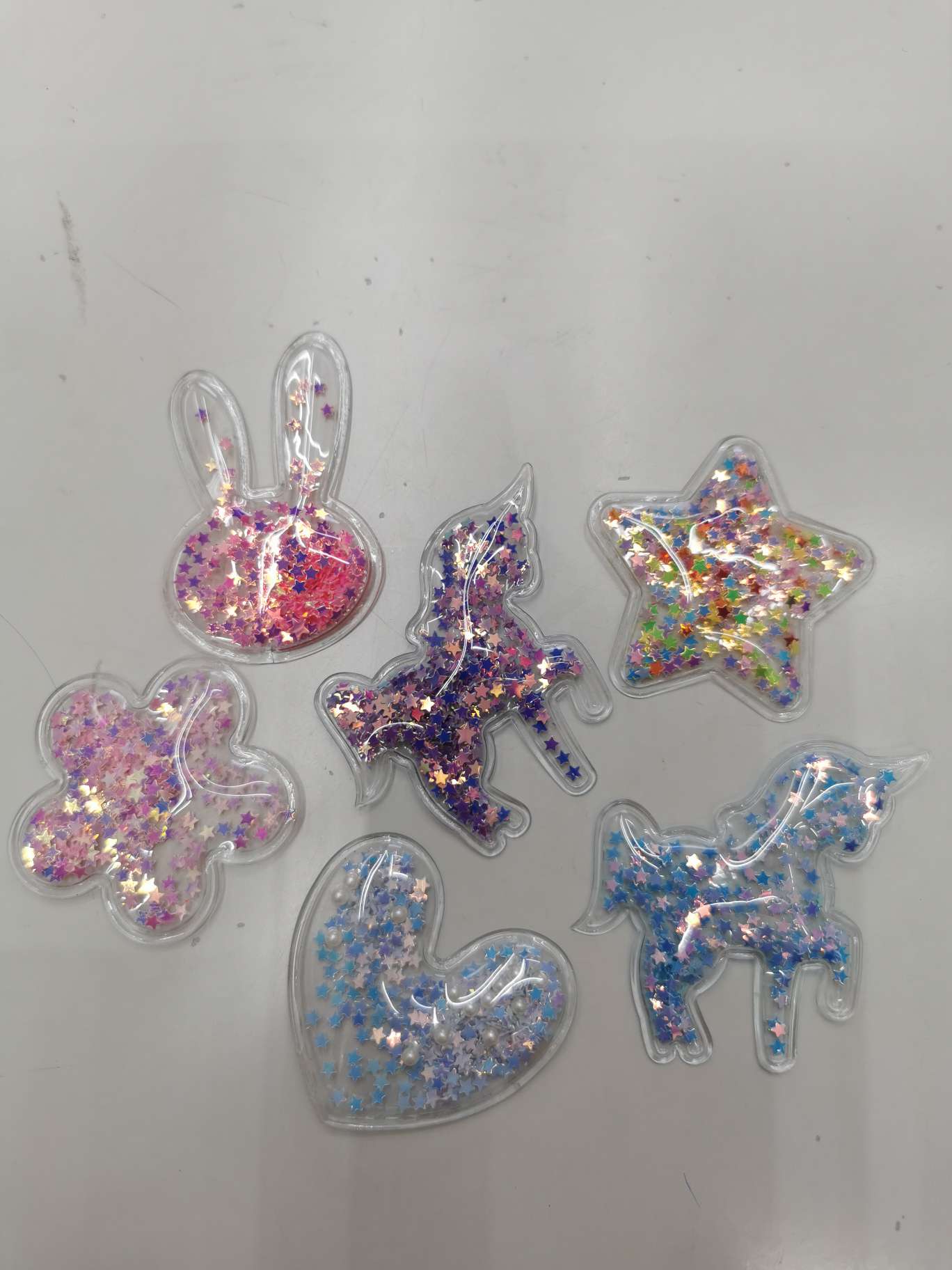 Golden pink transparent air 5 cm rabbit head, plum red, heart of peach, five-star