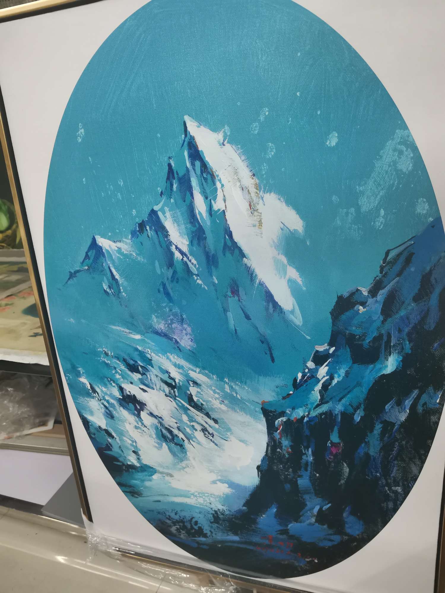 彩度手绘欧 式 卉玄关餐厅油画竖版挂画客厅过道背景墙装饰