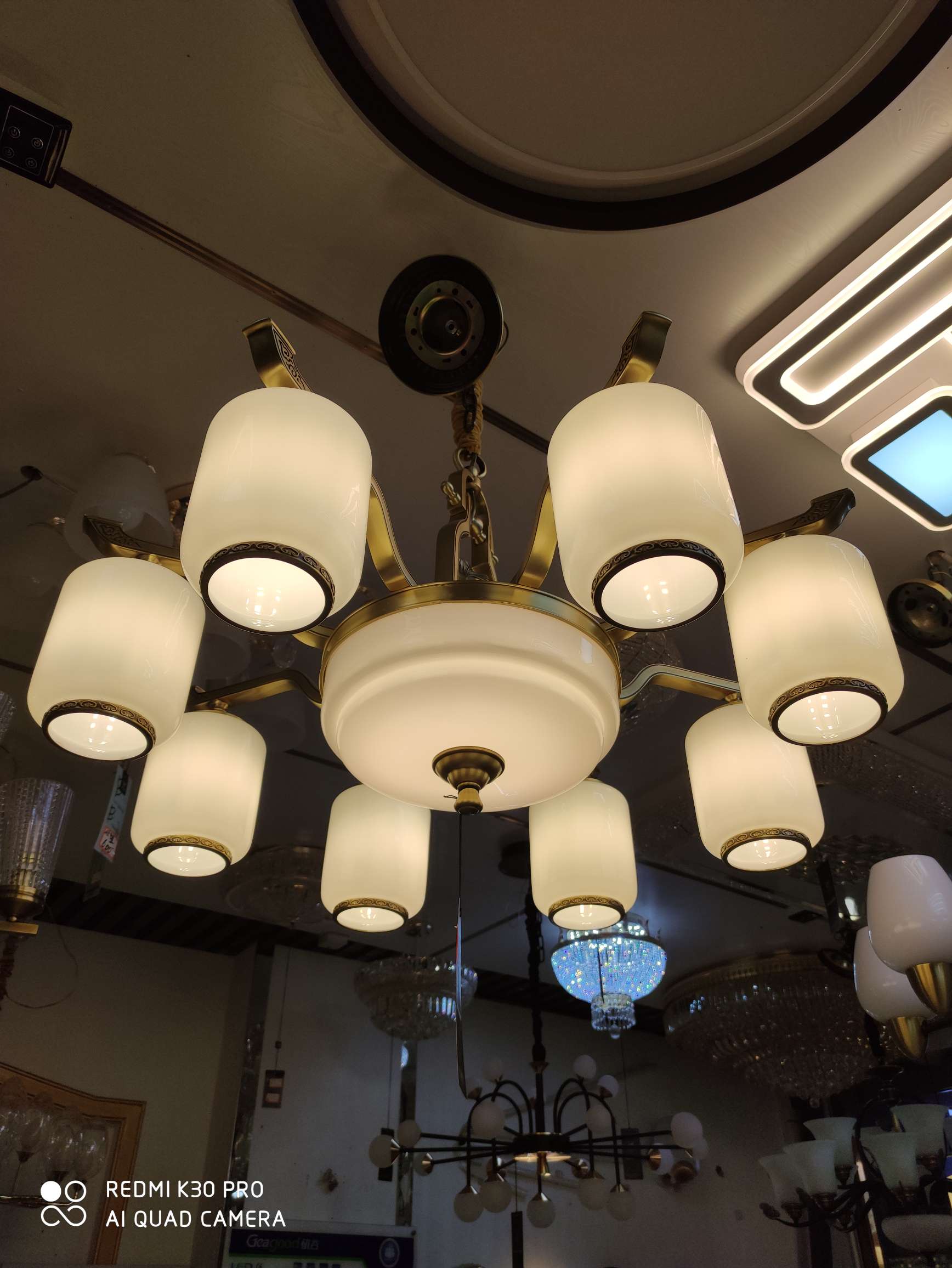 Maranshi all-copper chandelier, new Chinese-style glass cover, 6195-6E27 bulbs details Picture