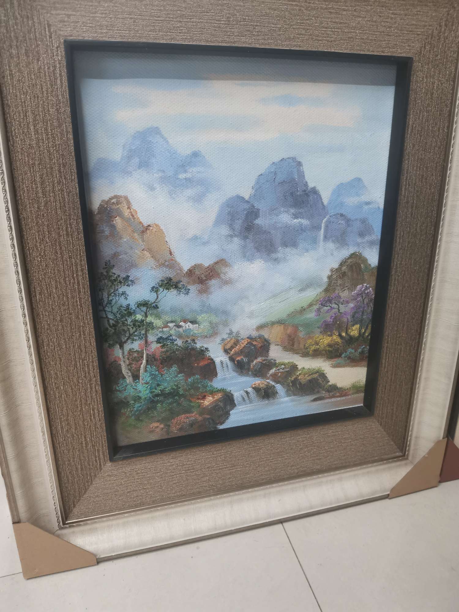 彩度手 绘国潮 欧式卉玄关餐厅油画竖版挂画客厅过道背景墙装饰