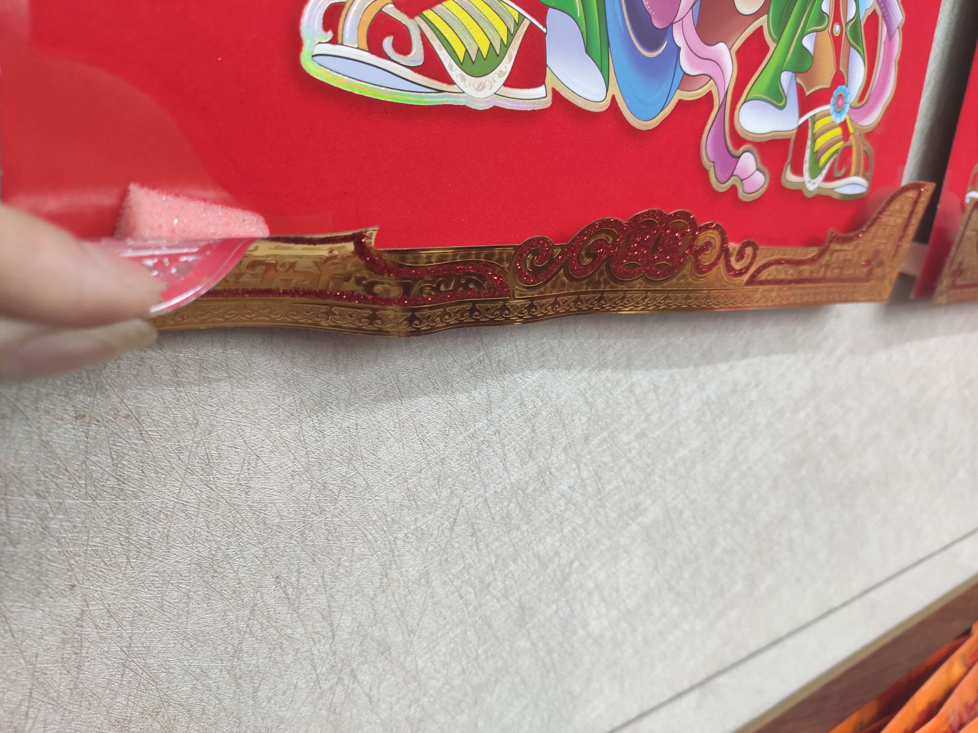 Paper product with flocking gold foil three-dimensional door god Double whip XL Application Scenario