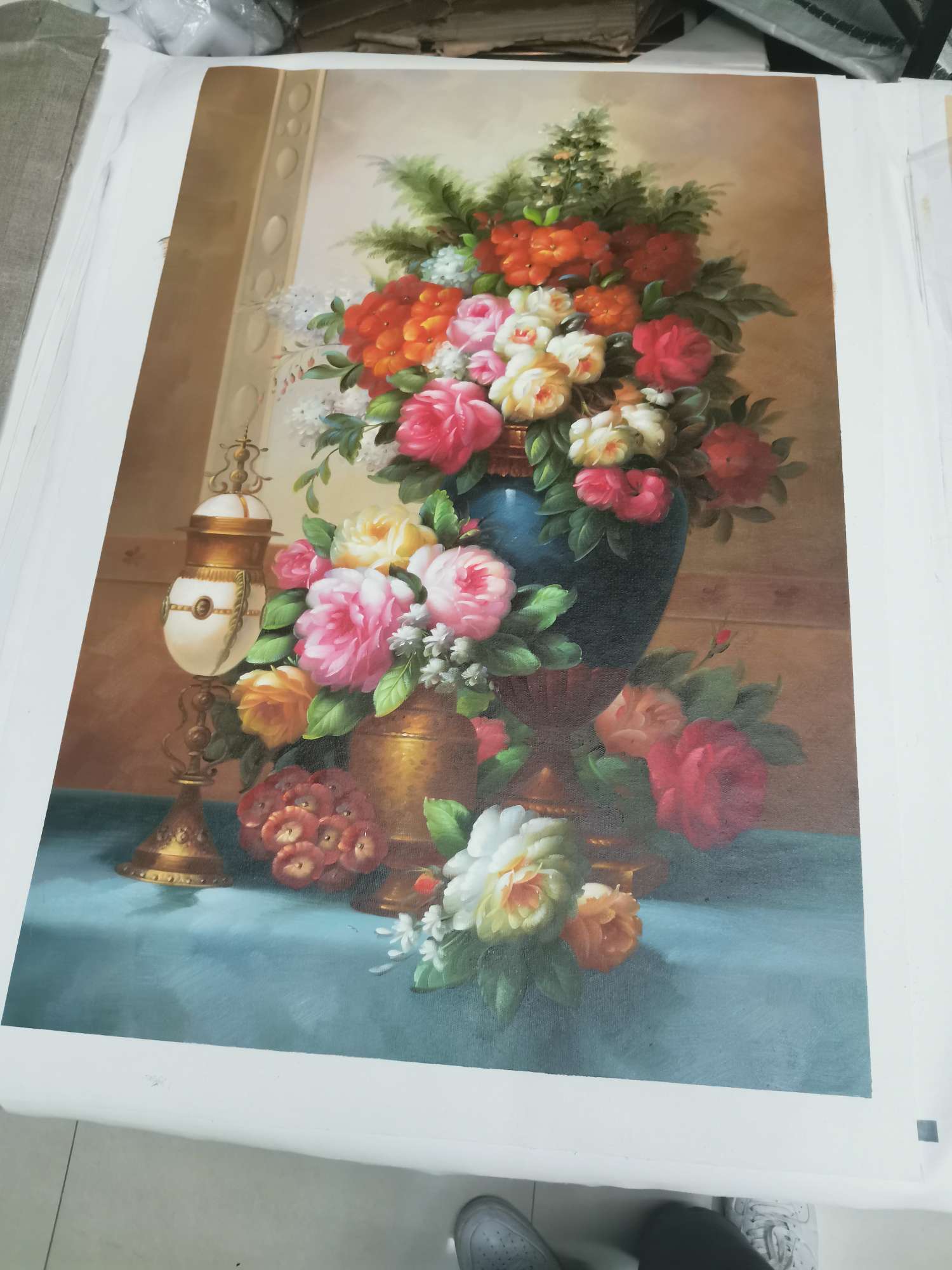 彩度手绘欧式卉玄关餐厅油画竖版挂画客厅过道背景墙装饰好看高 雅