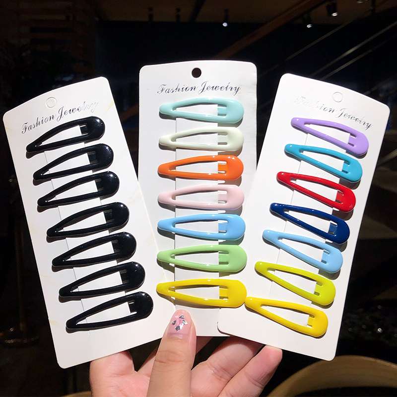 A cute Korean hairpin with a side clip, a trendy bangs clip, a candy sense-style simple water drop clip and a straight clip headpiece details Picture