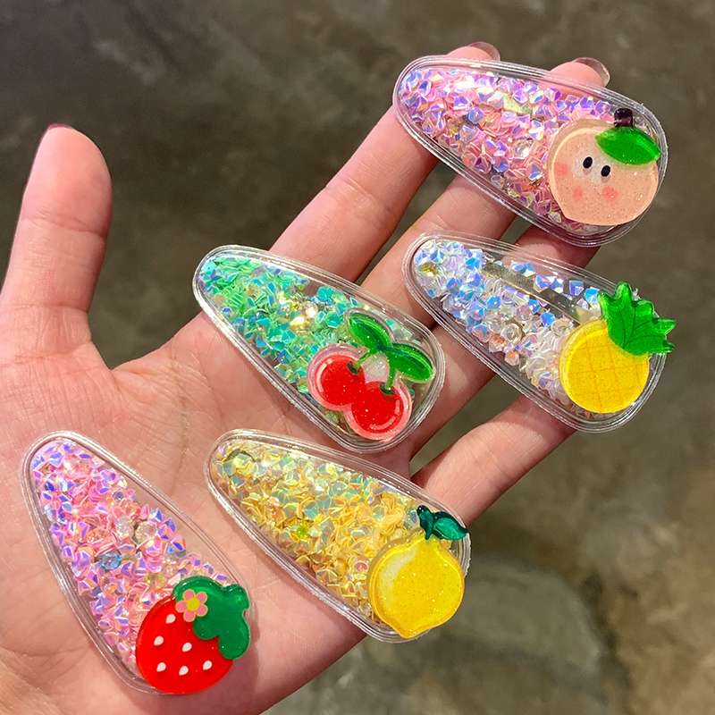 The hairpin with flowing sand and fruit on the back of the head, a cute side clip of a Korean Instagram influencer, is versatile Specification image