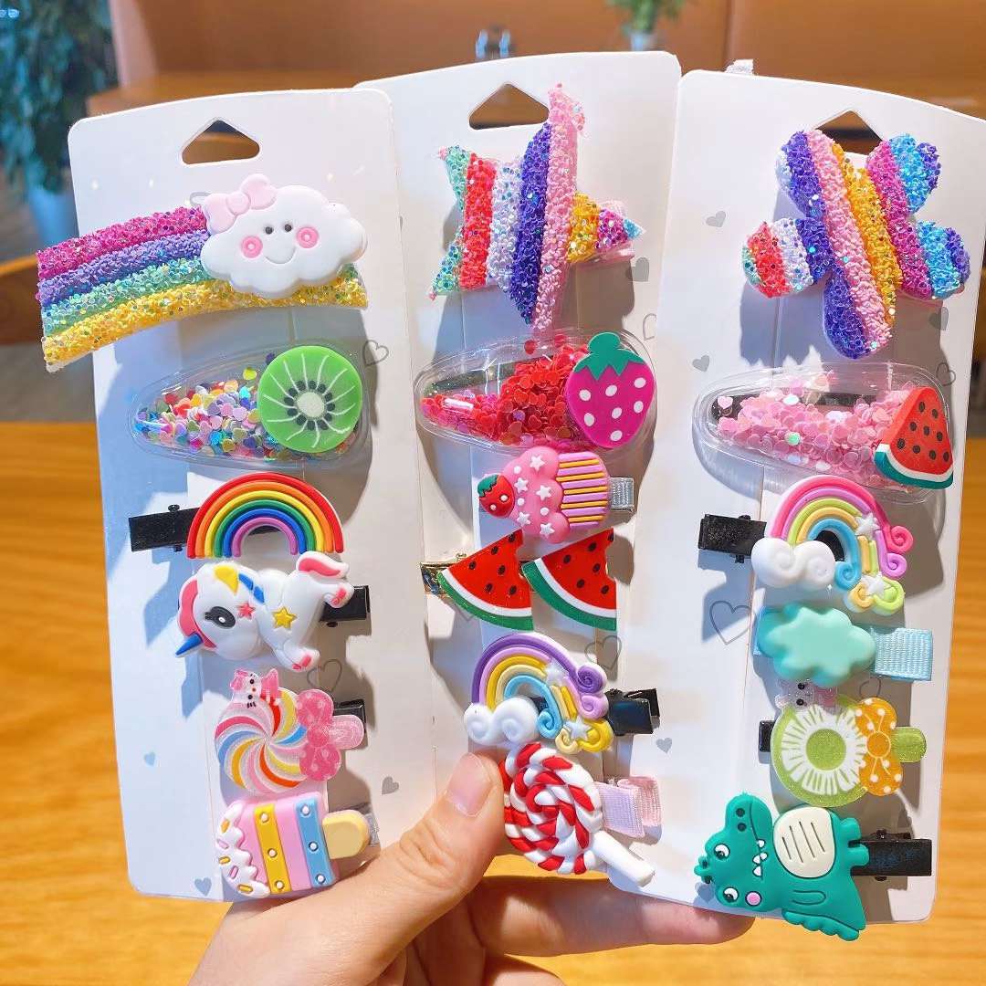 Korean children's hairpins, princess babies, cute candy-colored hair accessories, internet-famous rainbow small hairpins, side clips and headwear Application Scenario