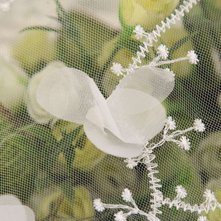 Multi-color mesh three-dimensional embroidered fabric, all-polyester embroidered fabric, lace fashion, wedding dress and evening dress clothing details Picture