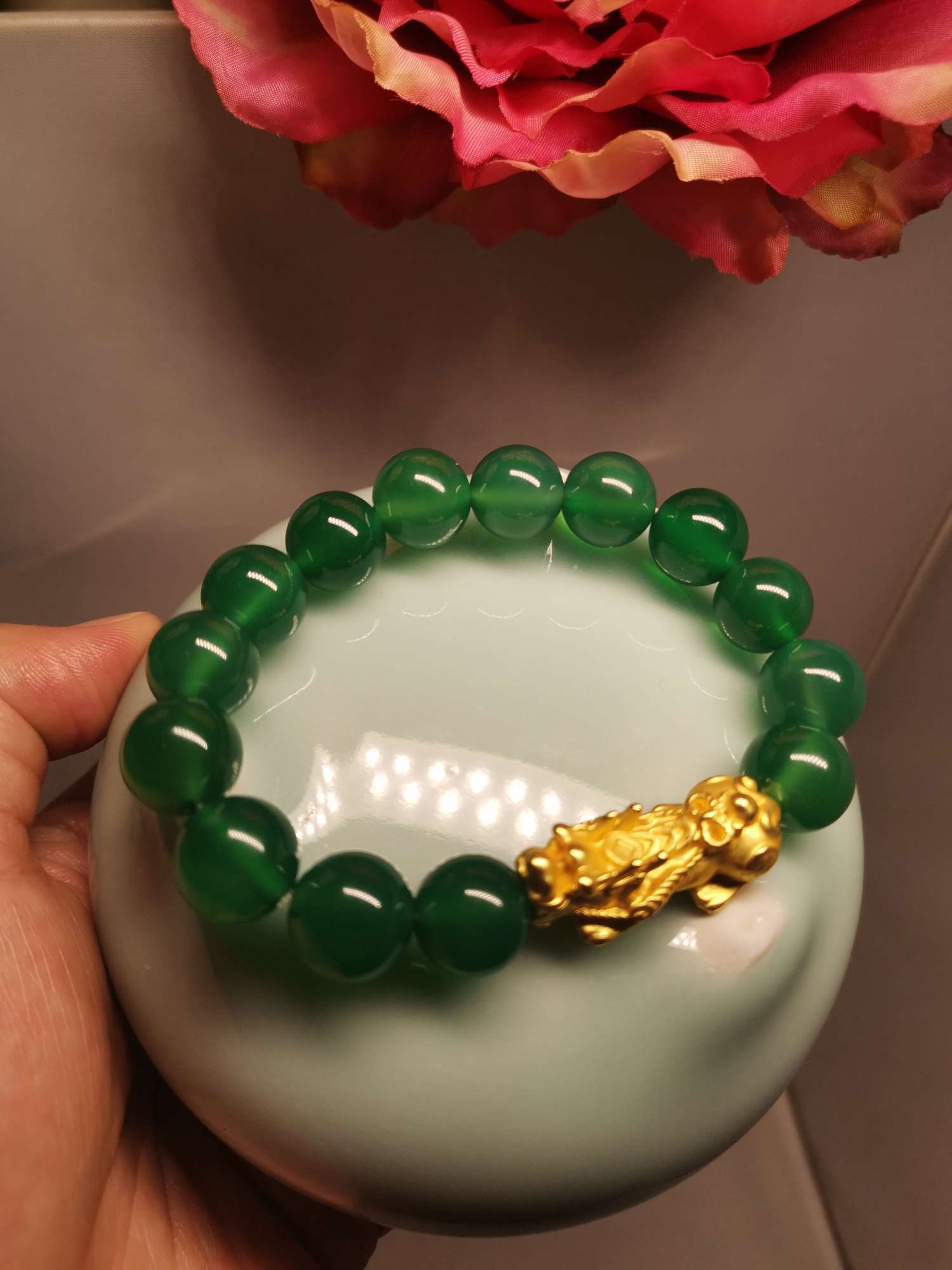 The natural turquoise emery gold PI xiu bracelet thumbnail