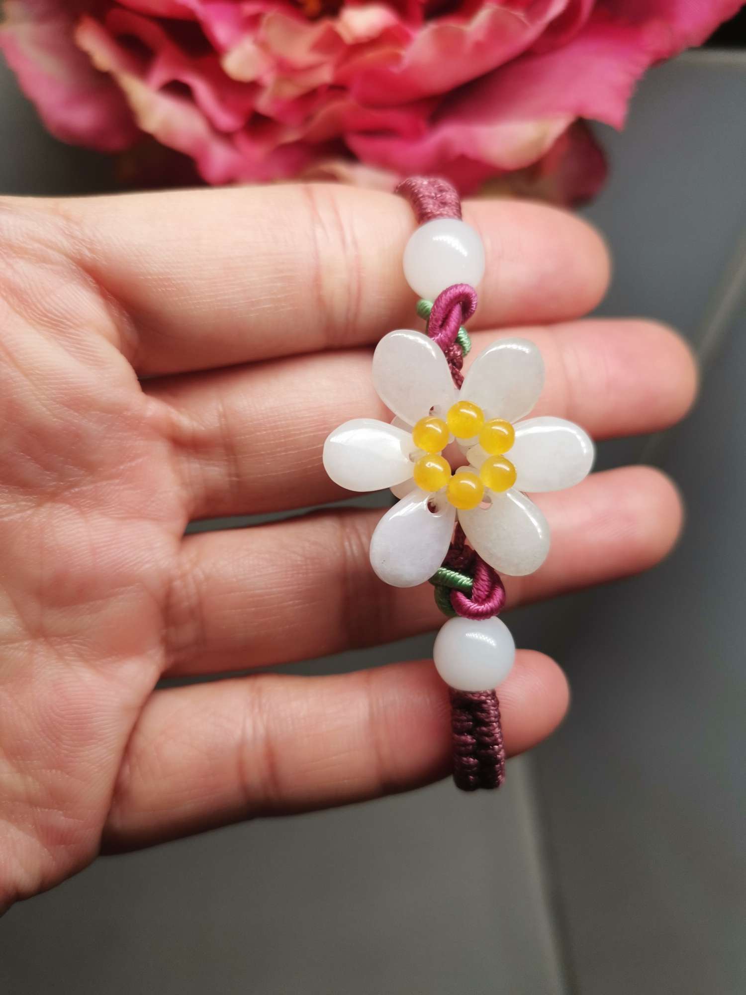 Myanmar jade jade. Pulsera flor gota de agua details Picture