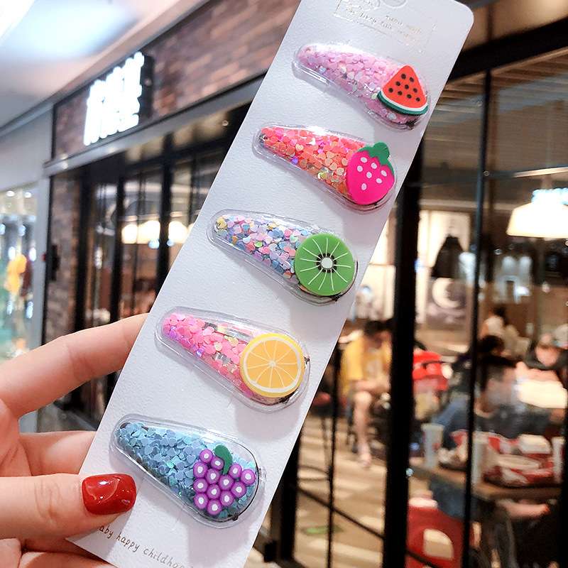 Children's hairpins, princess fruit hairpins, cute flowing sand, Korean girls' hair accessories, small hairpins, children's headwear, popular bb hairpins details Picture
