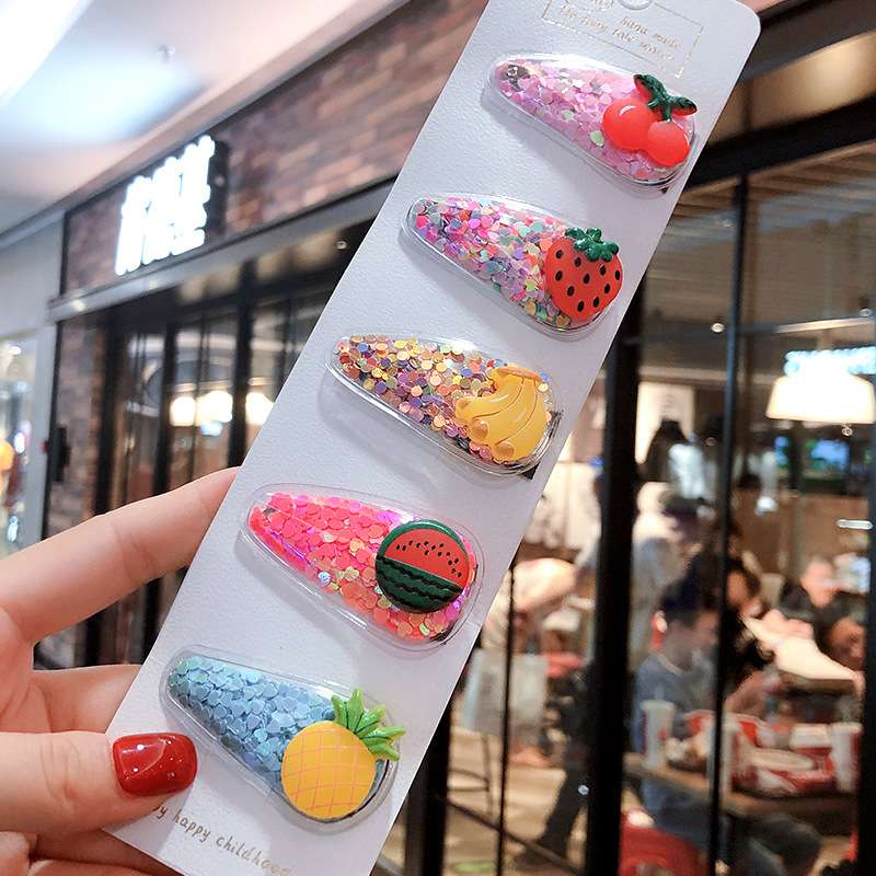 Children's hairpins, princess fruit hairpins, cute flowing sand, Korean girls' hair accessories, small hairpins, children's headwear, popular bb hairpins Item Picture