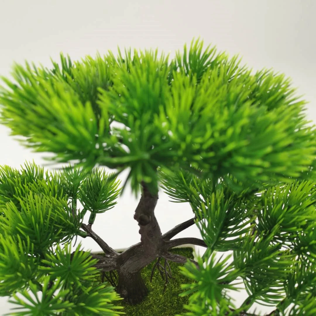 仿真花假花盆景室内装饰摆设桌面迎客松 塑料花盆景白色植绒花盆绿植仿真松树 酒店客厅创意小摆件厂家批发欢迎来样定做详情图9