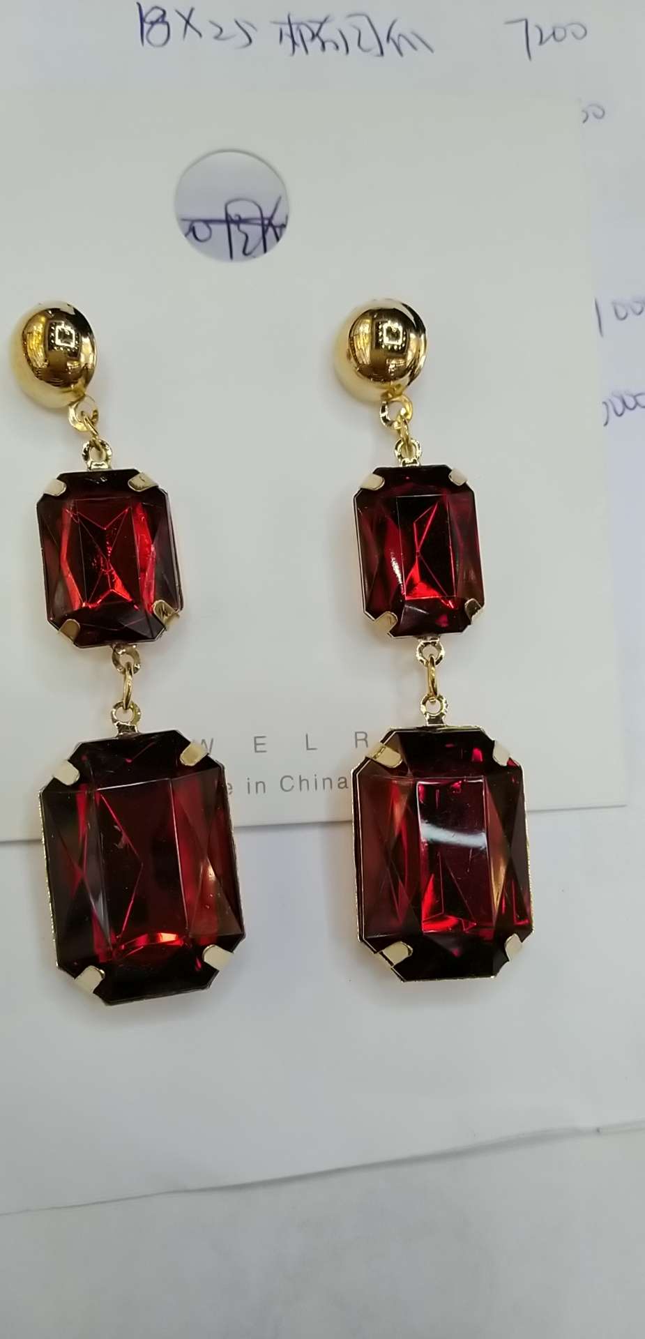 Rectangular Earrings Dark Red Fashion Trend Full Of Personality Generous Elegant Yi Classic Jewelry -130