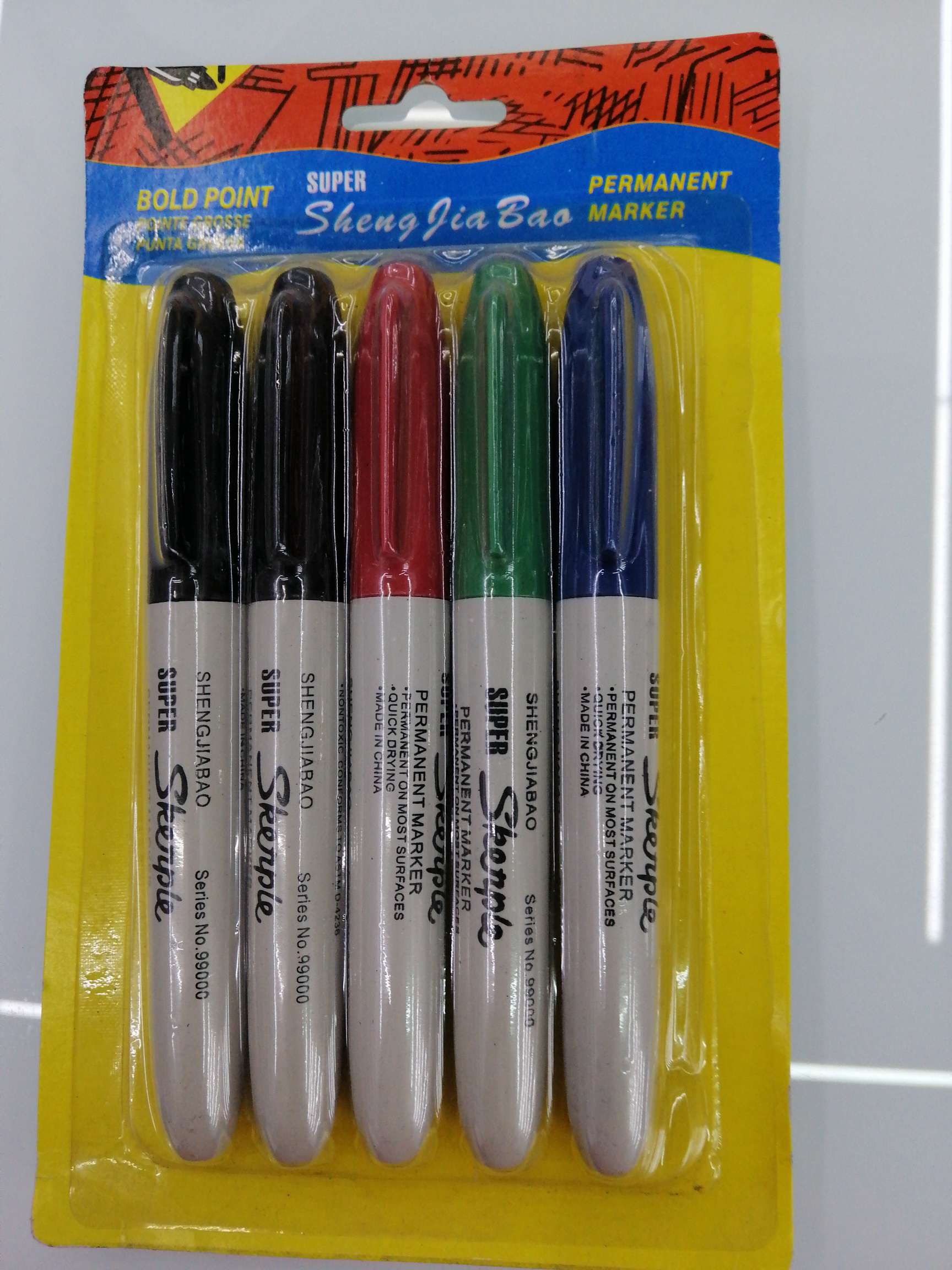 Hanjia Stationery Office Culture Student Writing Tools Marker Pen 95000, 5 Marker pens with card suction thumbnail