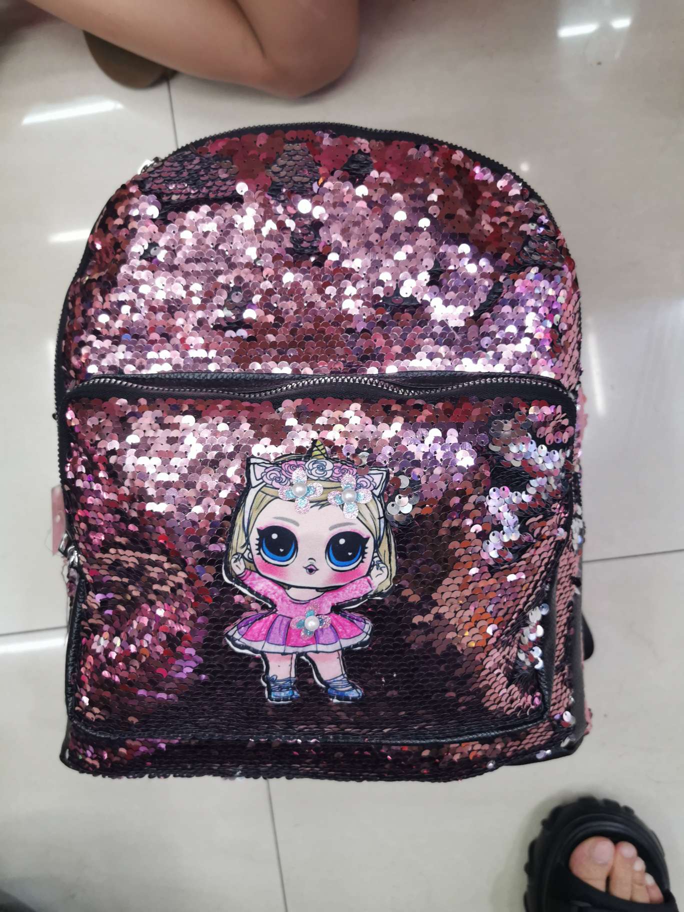 Pink sequined doll bag details Picture