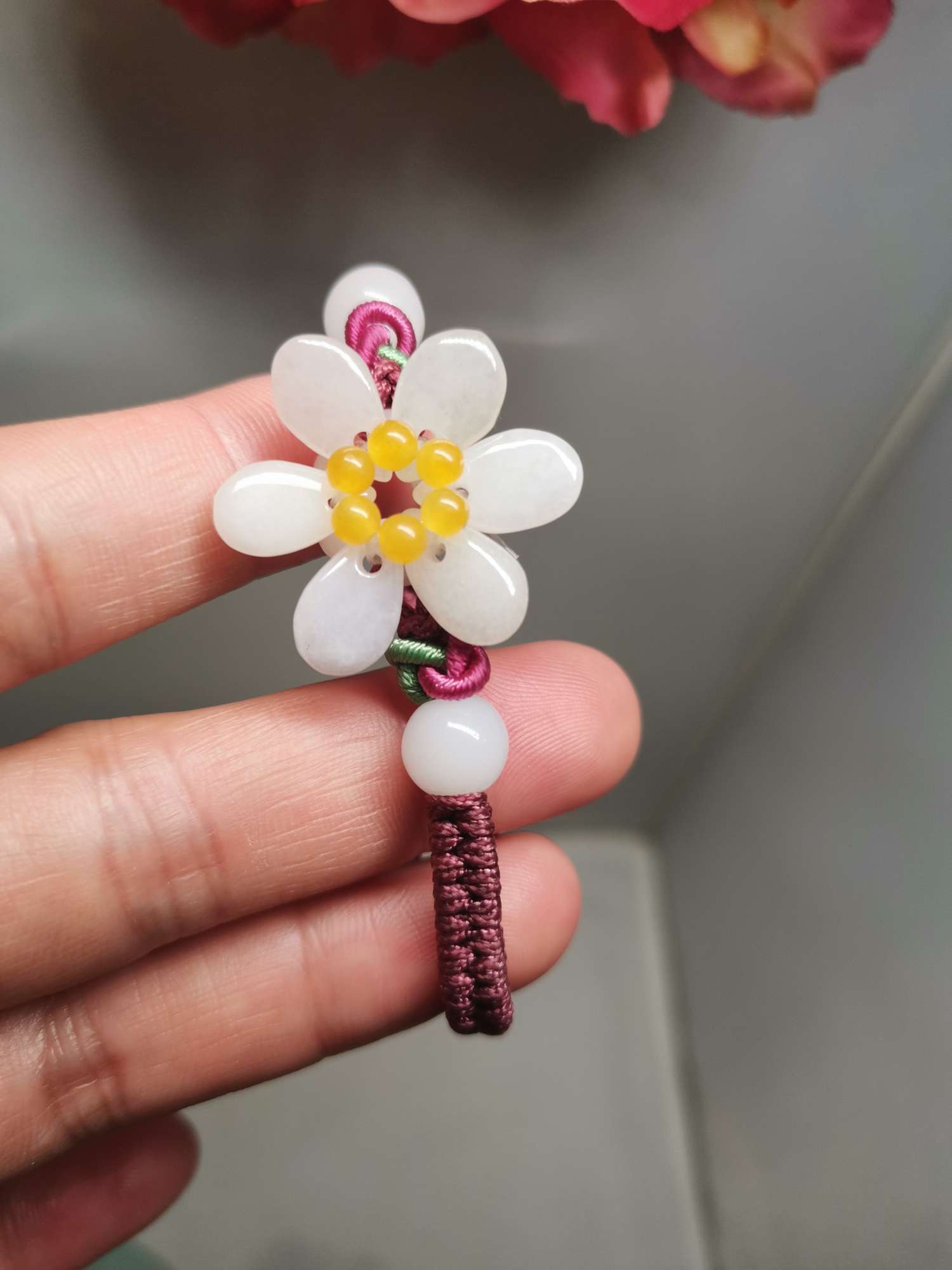 Myanmar jade jade. Pulsera flor gota de agua Item Picture