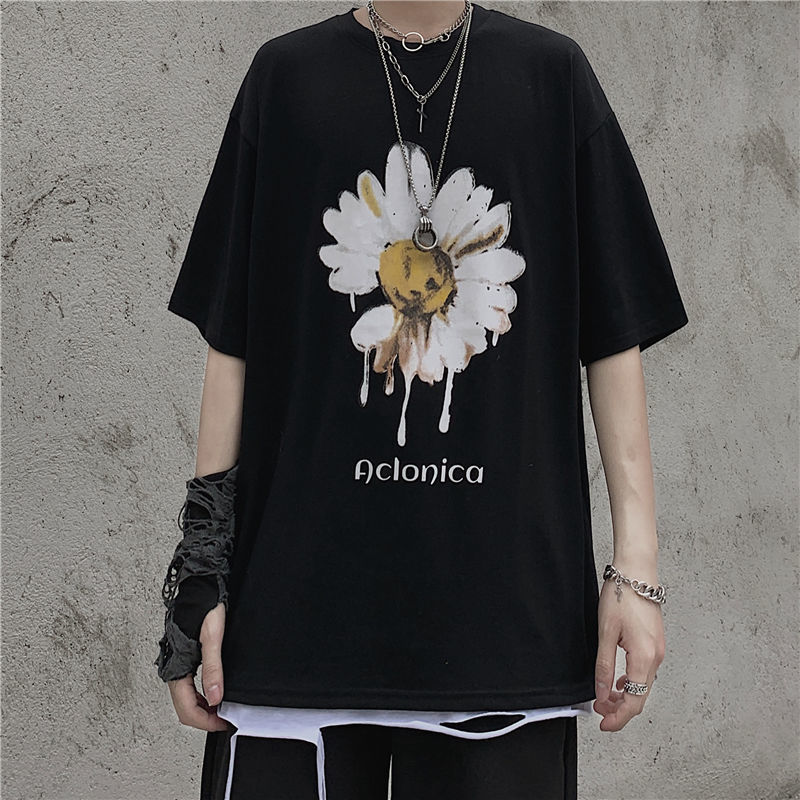 Fashionable men's short-sleeved T-shirts Ultra wide summer new cotton round collar half sleeve men's shirt W thumbnail