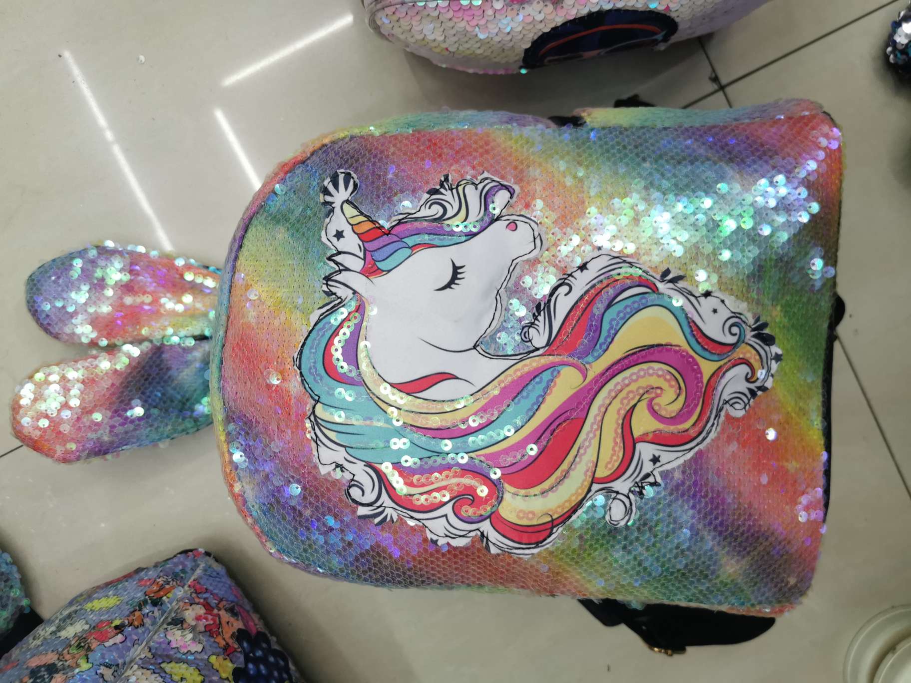 Colorful sequined unicorn bag