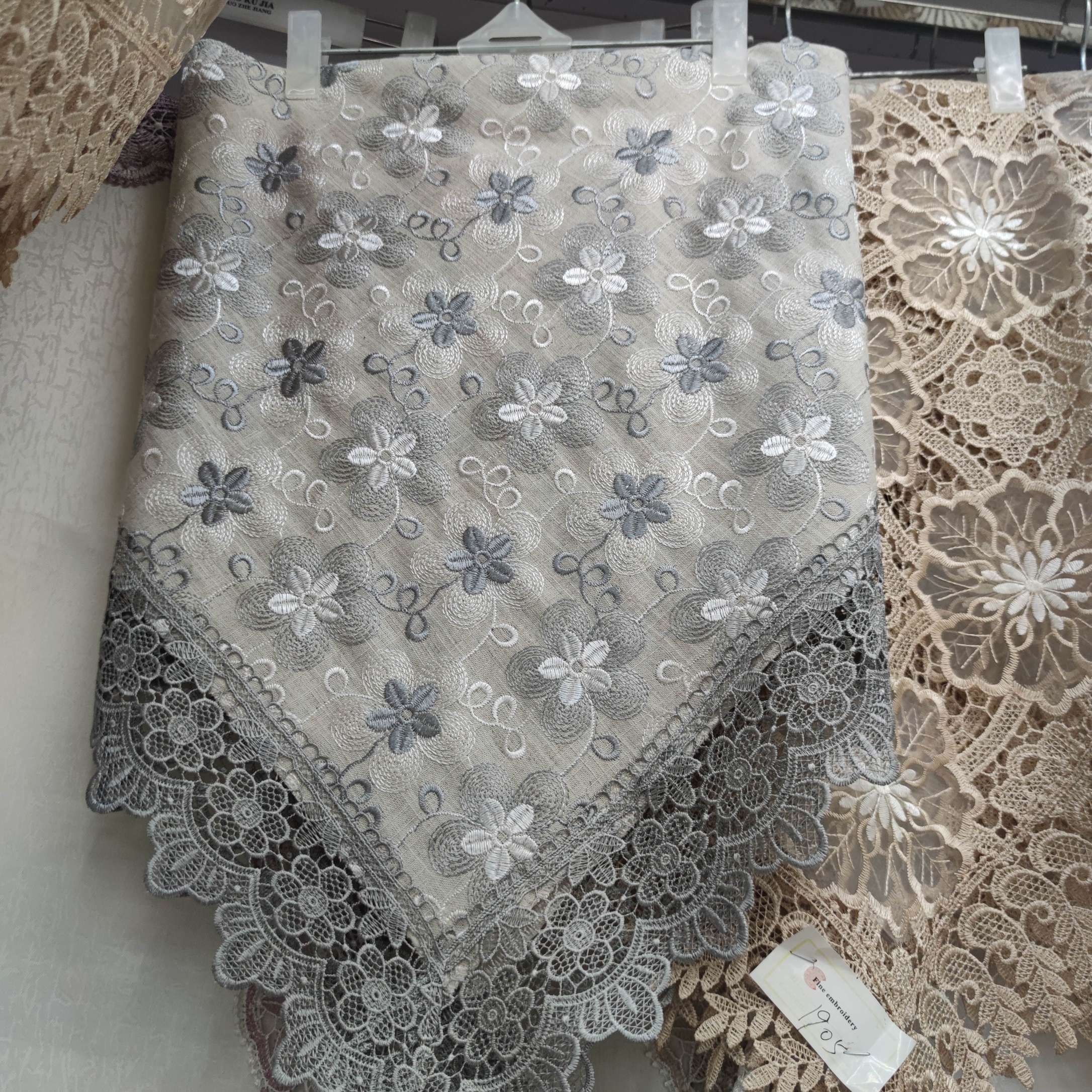 Lace gold tablecloth table cushion blue thumbnail