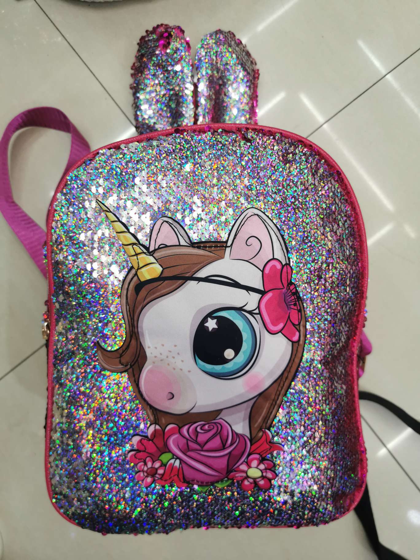 Double-sided sequined unicorn bag