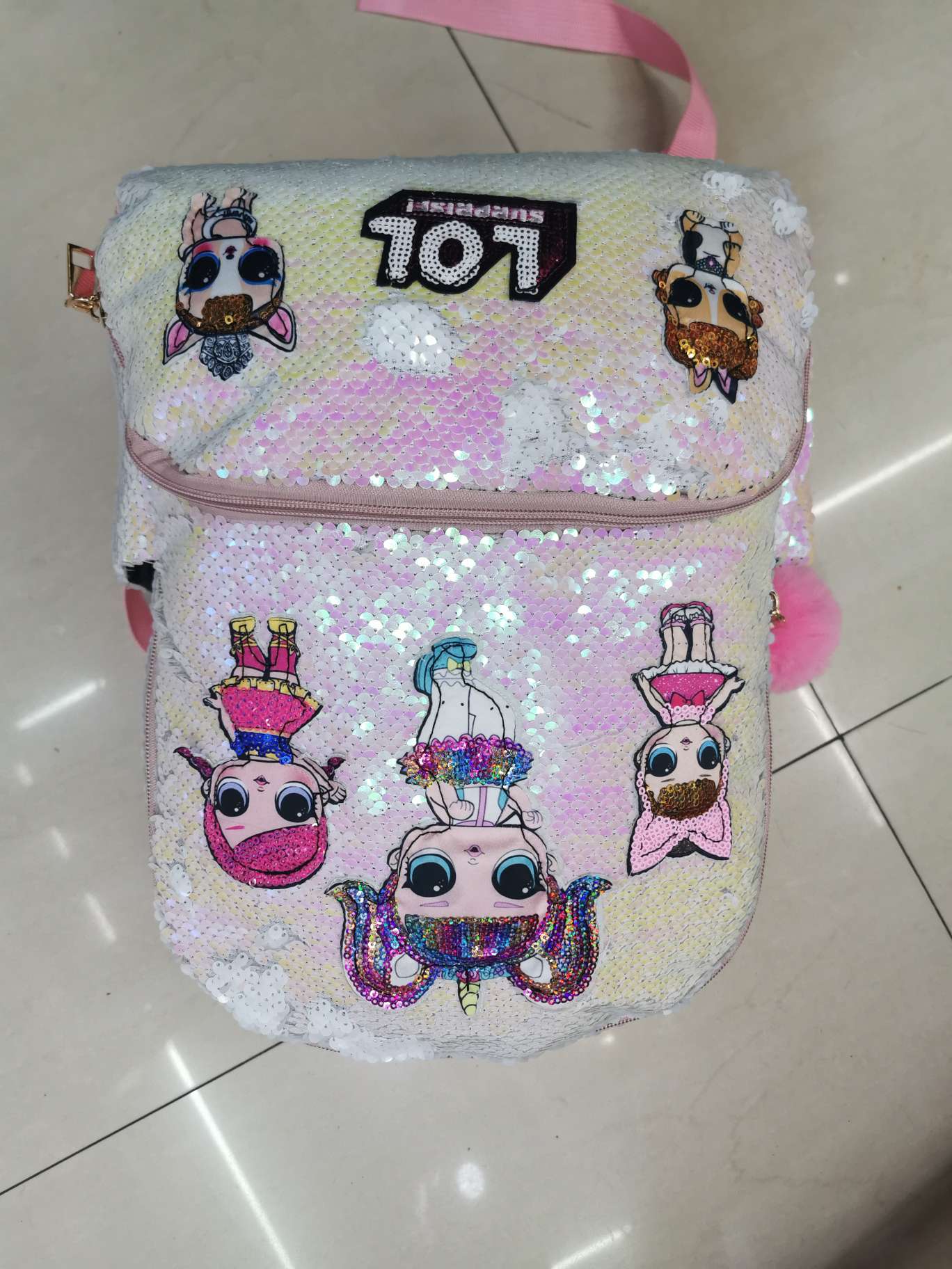 White sequined doll bag