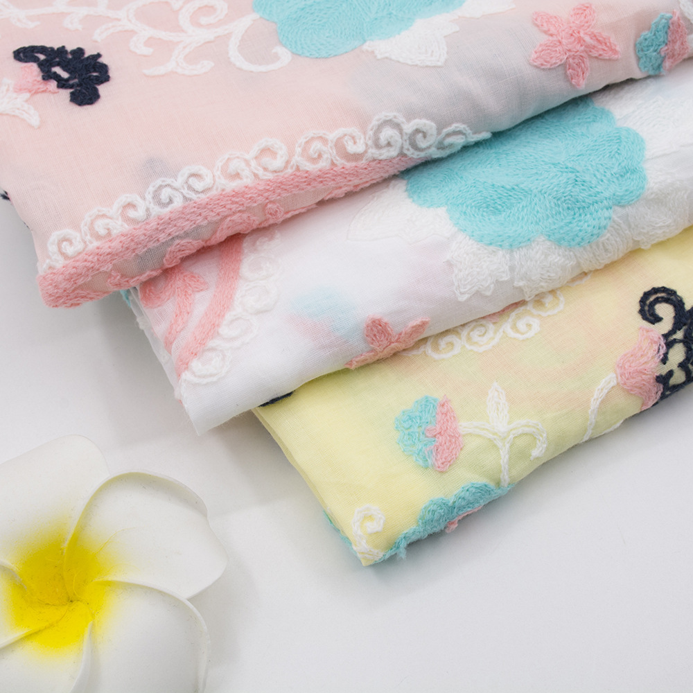 Spring And Summer Cotton Embroidery Cloth Multi-Color Cashew Flower Embroidery Fabric Girl Skirt Fabric Factory Direct Sales Specification drawing