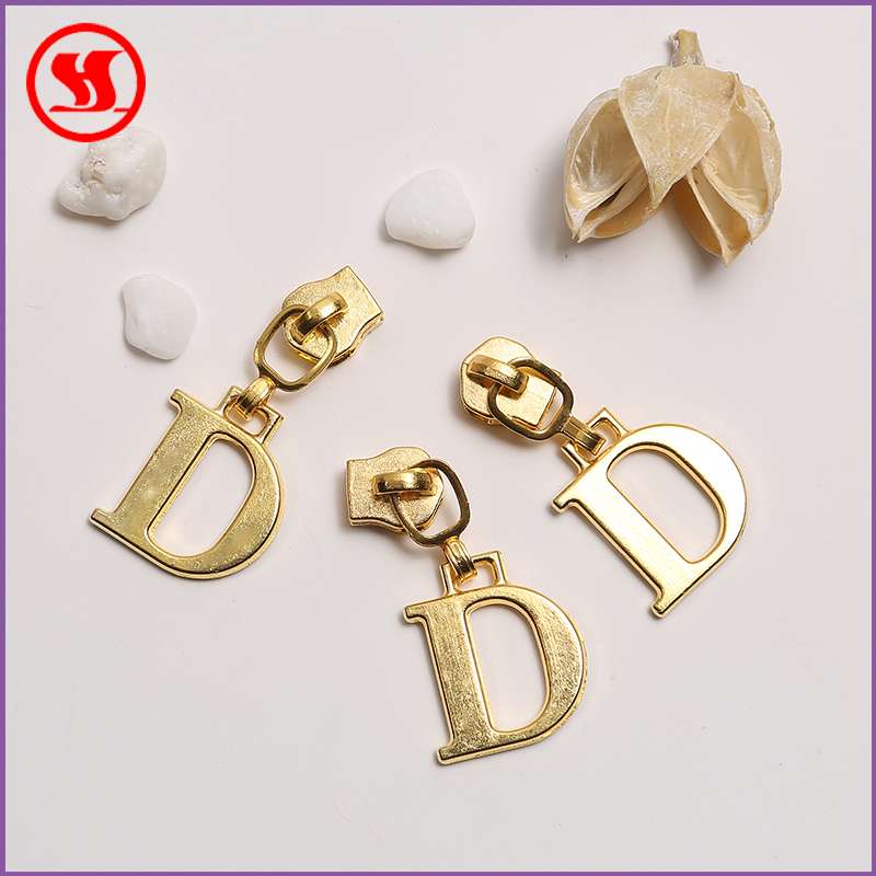 Factory customized no. 5 metal puller gold-plated puller customized letter puller