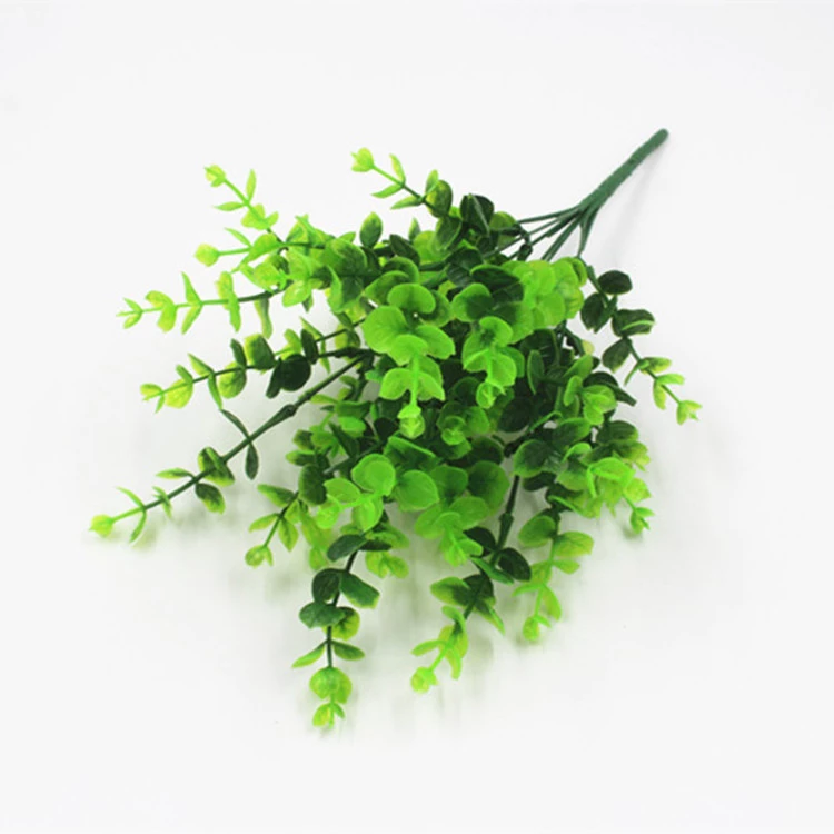 尤加利仿真植物假花绿植盆栽栅栏插花配材装饰绿叶塑料假草金钱叶