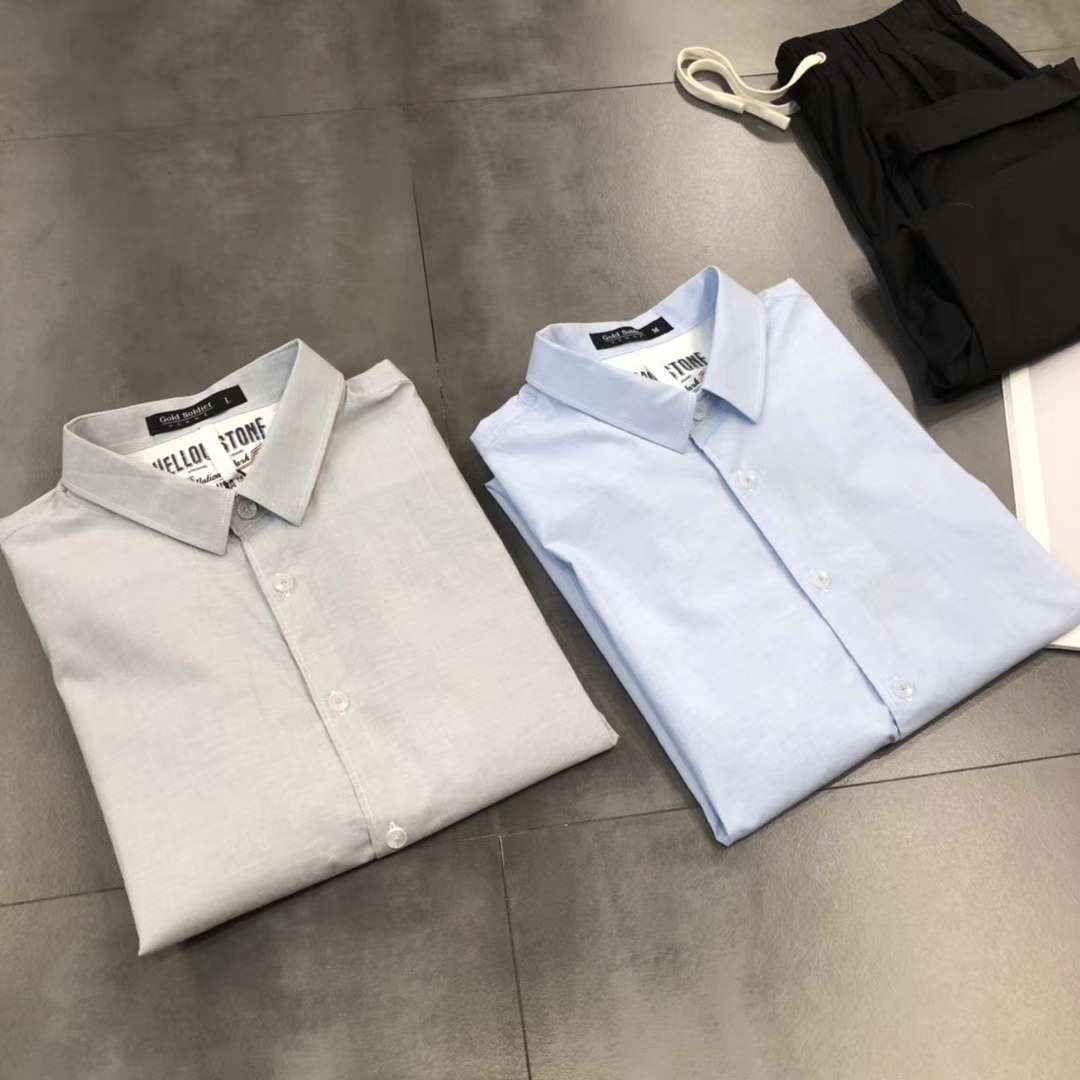 Pre-autumn thin shirt, two colors, pure cotton slim version, please note height weight, color size for the order thumbnail