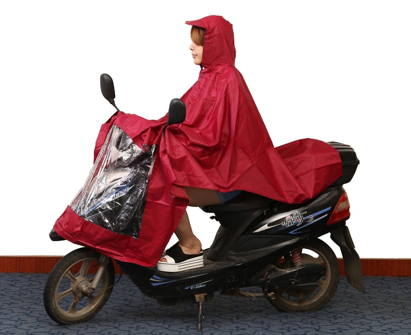 摩托车电瓶车单人男女通用牛津布雨披雨衣白底实物图