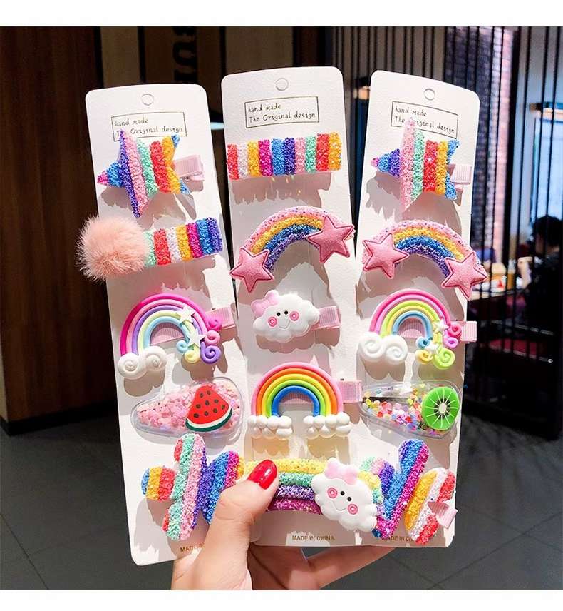 Korean children's hairpins, princess babies, cute candy-colored hair accessories, internet-famous rainbow small hairpins, side clips and headwear