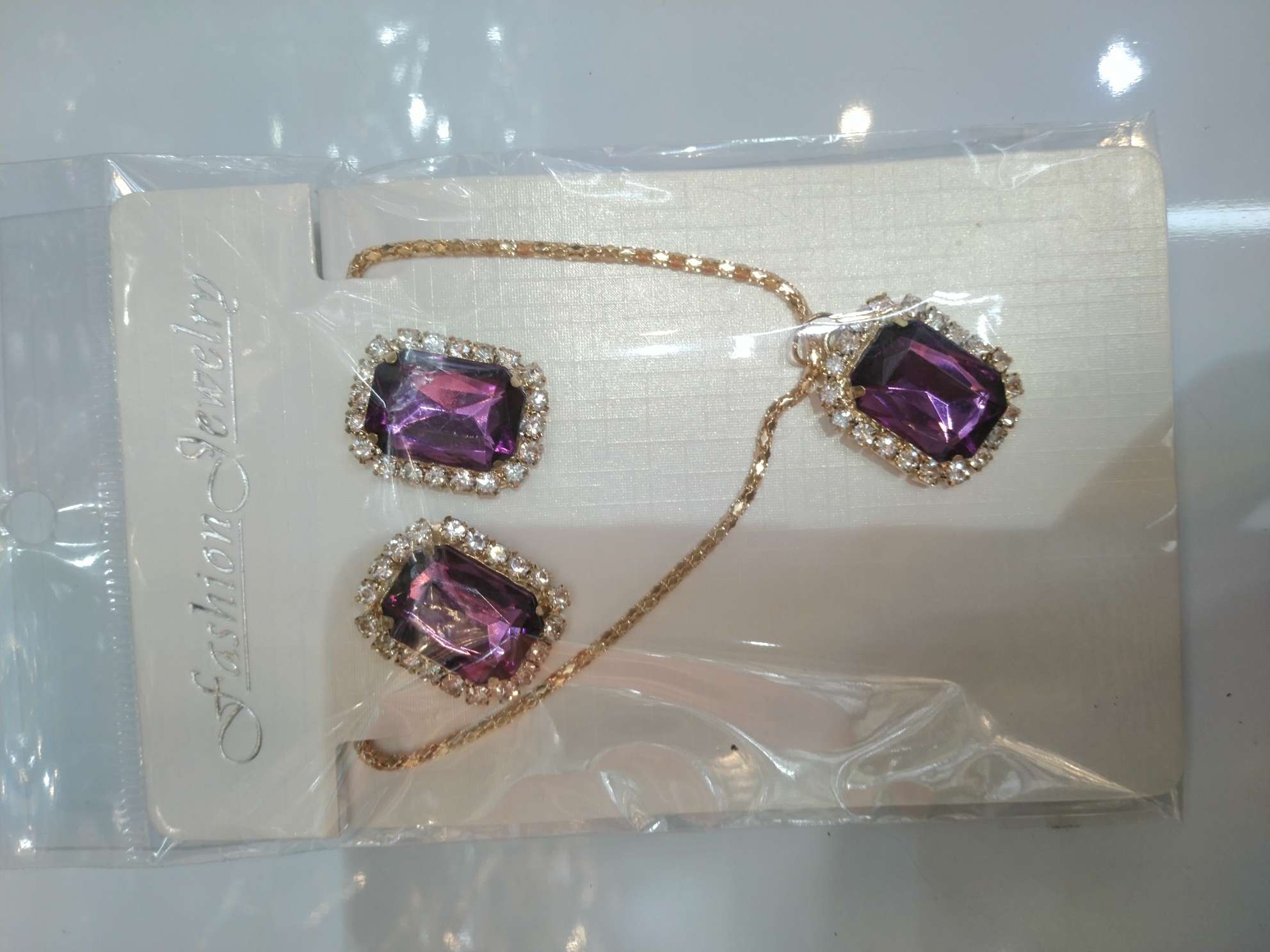Rectangular earrings necklace set new fashion trend Yijing trinkets -131 thumbnail