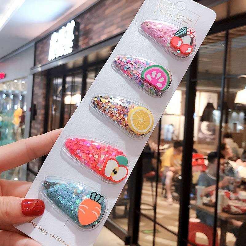 Children's hairpins, princess fruit hairpins, cute flowing sand, Korean girls' hair accessories, small hairpins, children's headwear, popular bb hairpins Specification image