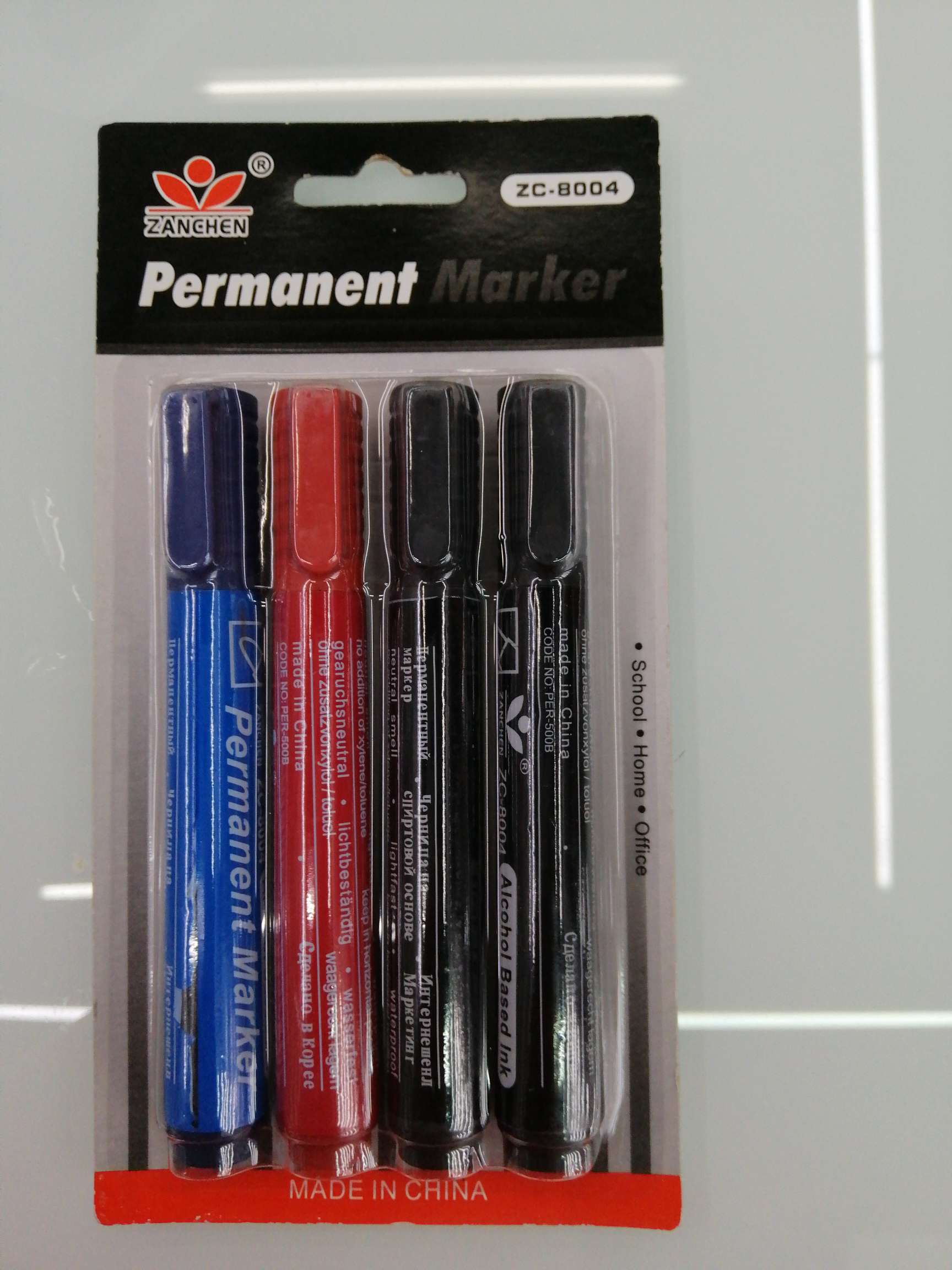 Yiwu Hanjia Stationery ZC-8004 Marker pens, 4 pieces, card colors: black, blue, red and green details Picture