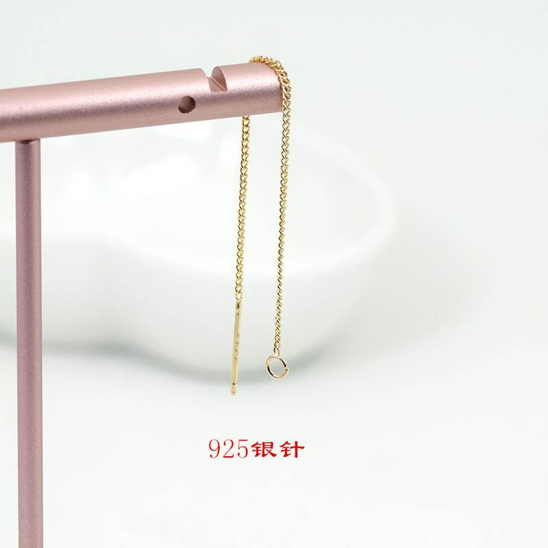 14k金s925纯银diy手工耳环配件 o字链耳线 盒子链耳线半成品材料细节图