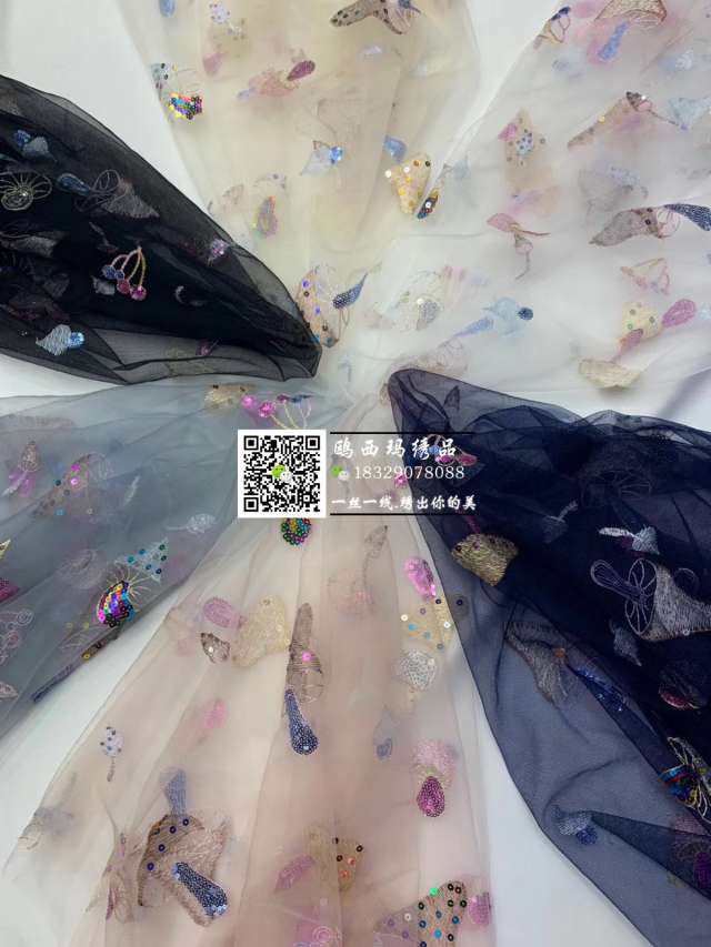 Factory direct sales of new sequins, sequins, embroidery, mesh, lace fabric, edge fabric and embroidery fabric details Picture