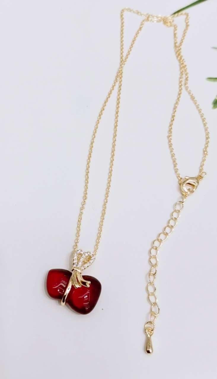 Gold Bag Wearing Bag Rich Couple Necklace Bow Female Pendant Collarbone Chain details Picture