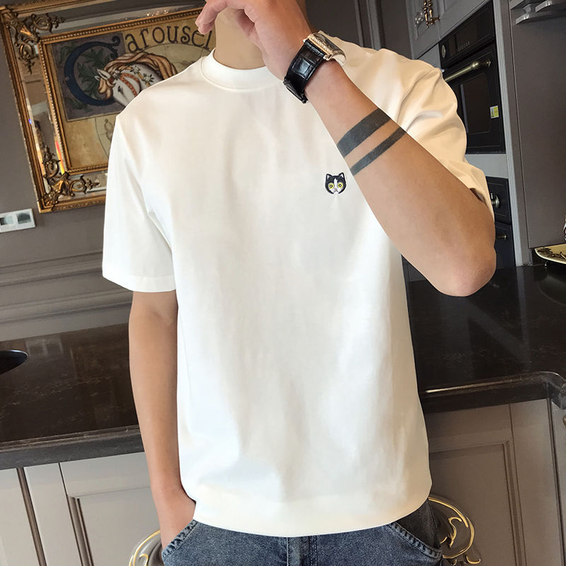 Five - minute - sleeved man loose - sleeved T-shirt student round neck versatile half - sleeved man