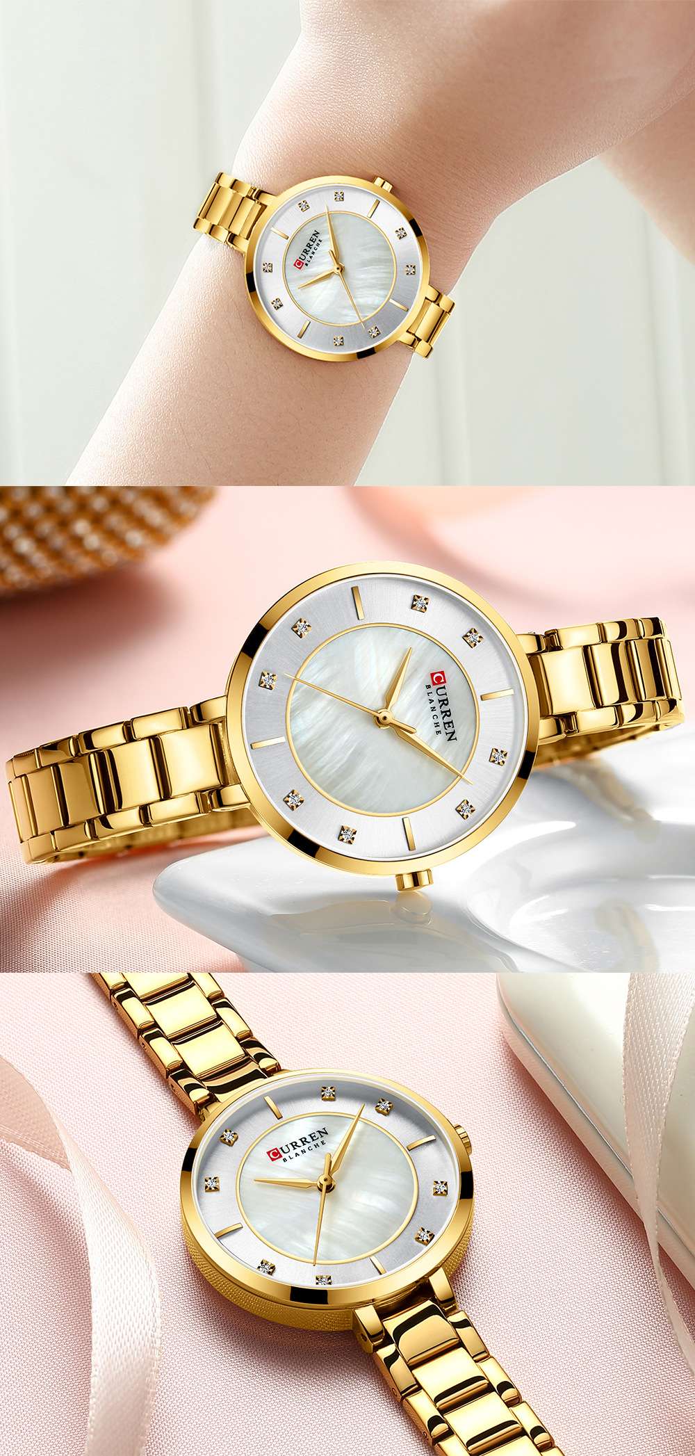 Curren/ Karen's new 9051 women's watch is a waterproof quartz watch and a fashionable women's watch for export Specification image