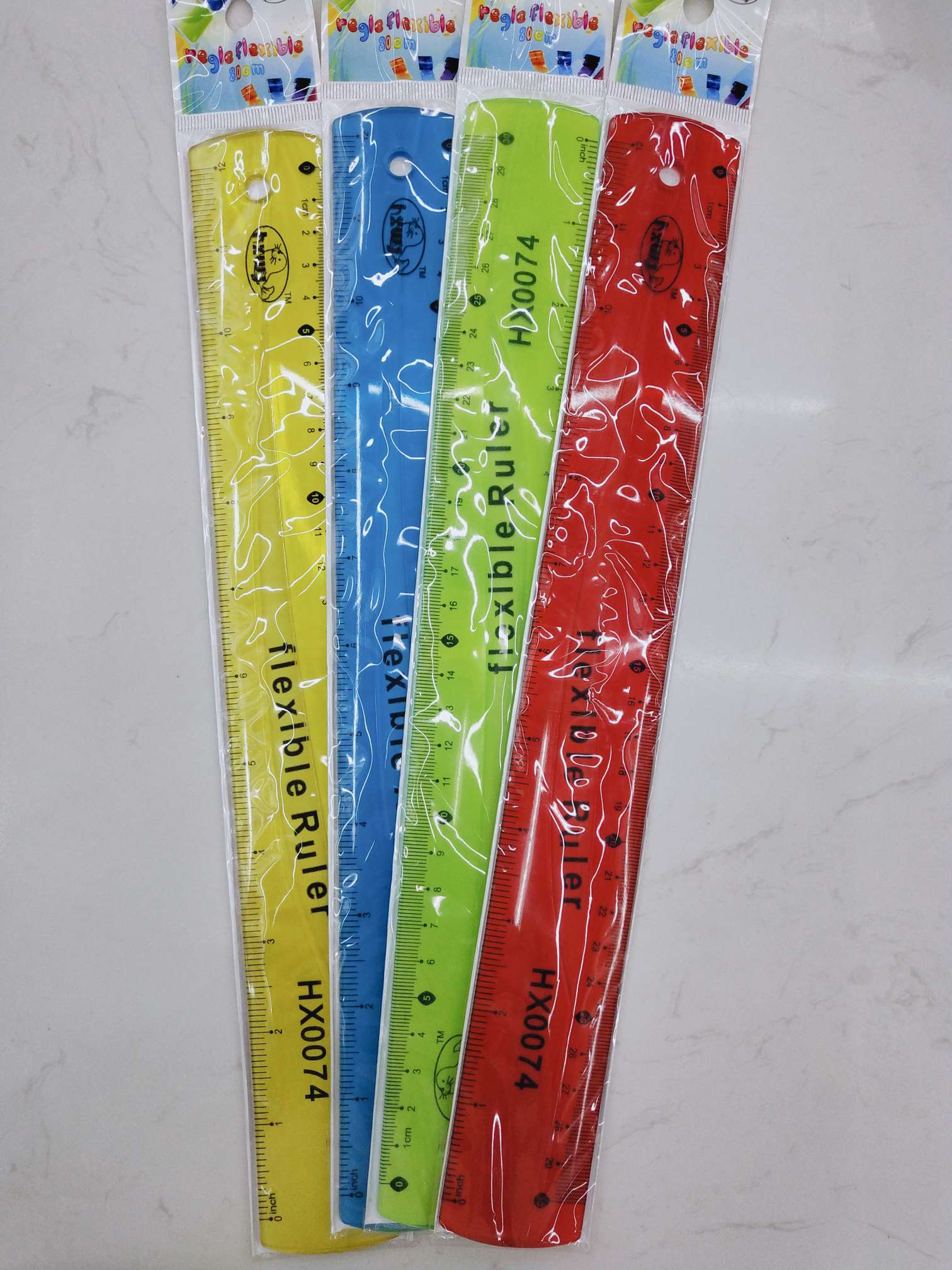 0074 30公分尺子测量工具学生用品软尺硬尺方便携带尺子套装