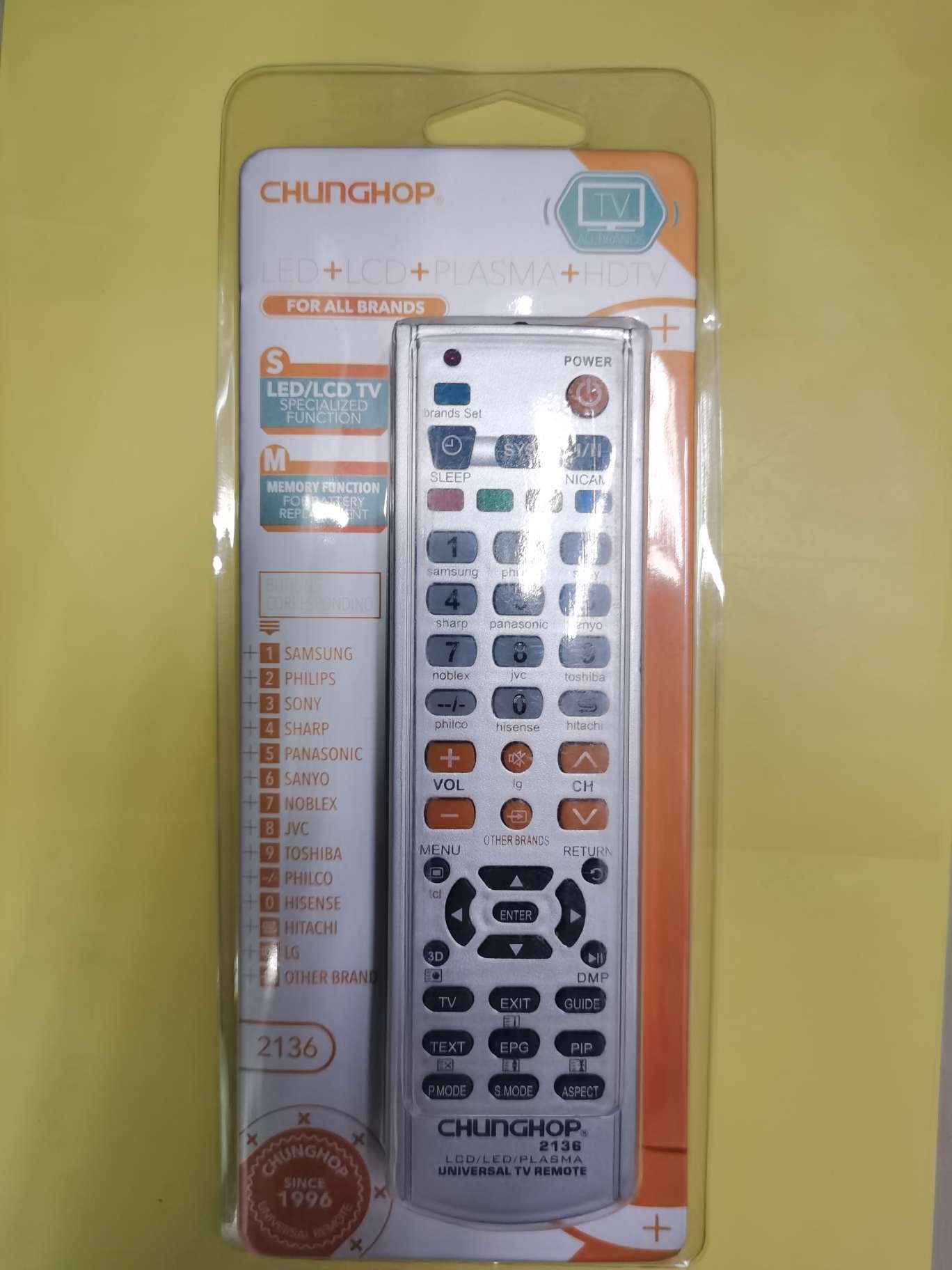 Chunghop-2136led /LCD/PLASMA universal Remote control
