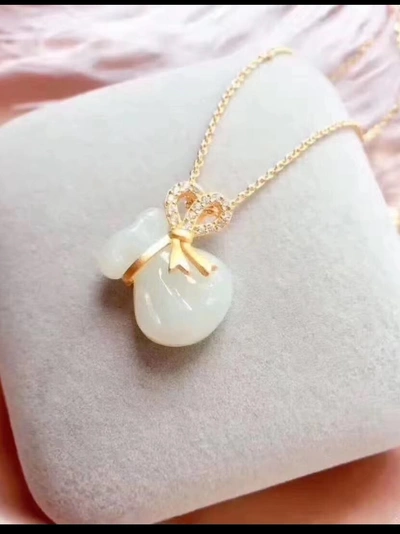Gold Bag Wearing Bag Rich Couple Necklace Bow Female Pendant Collarbone Chain