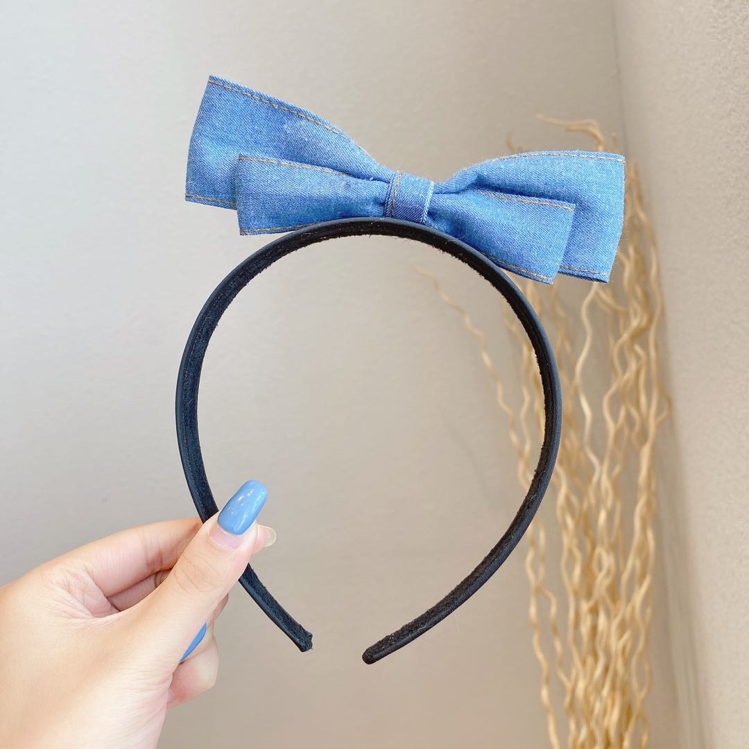 Denim bow headband