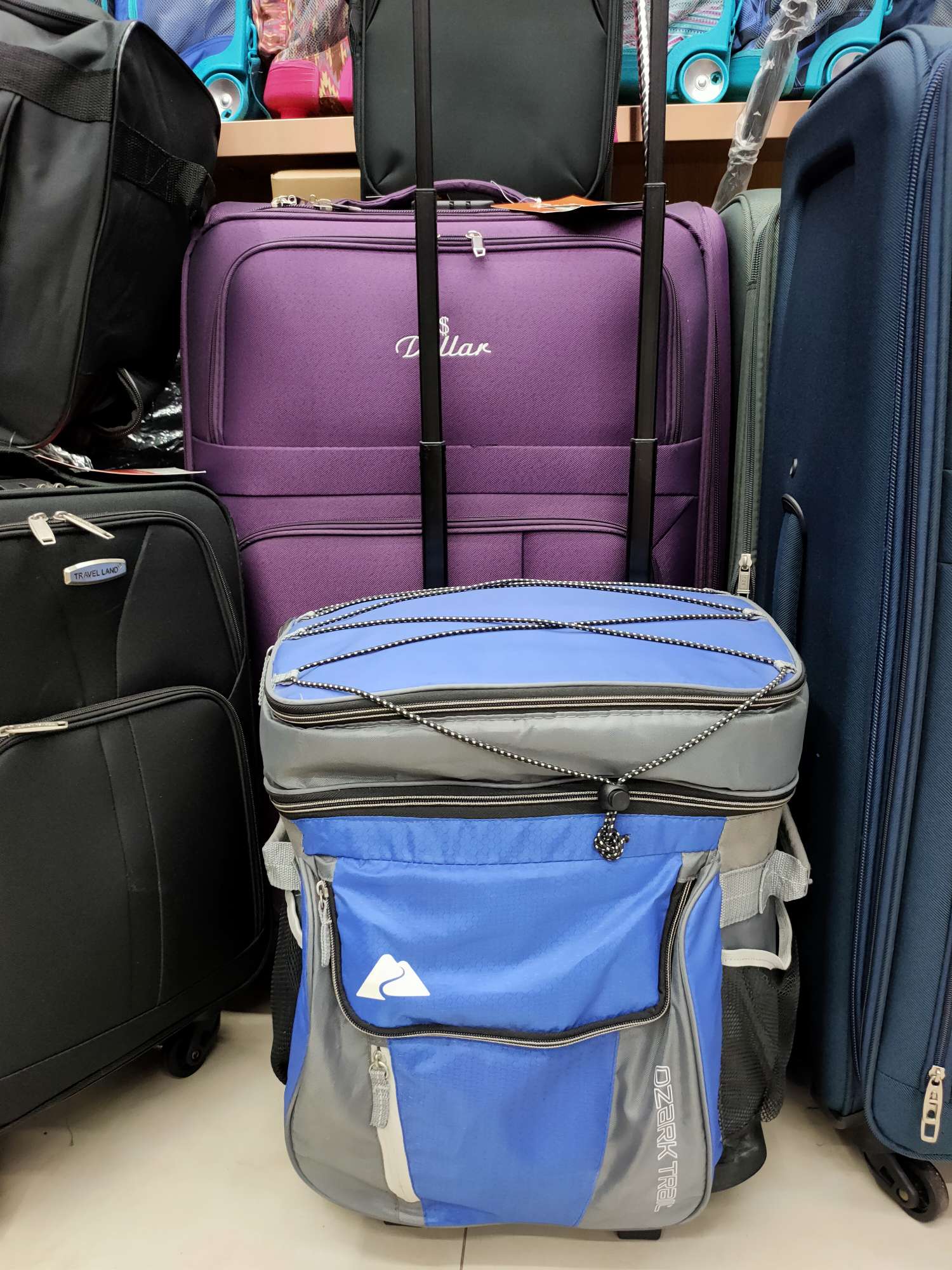 旅行箱蓝色网格