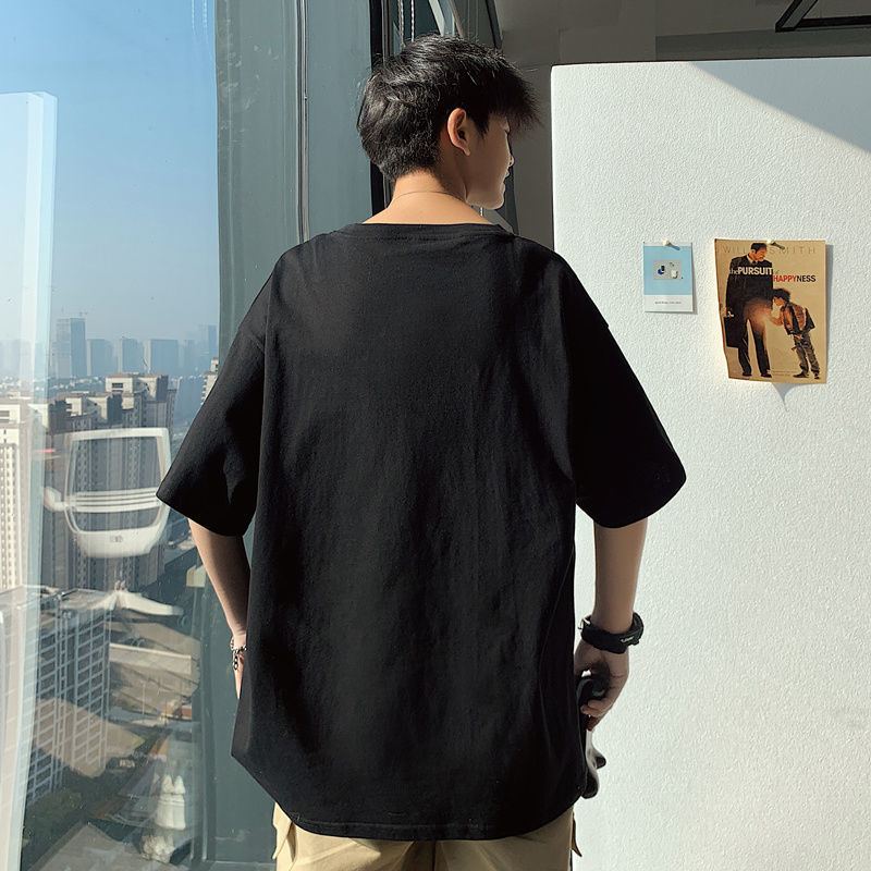 Short Sleeve T shirt Split sleeve male loose short sleeve T shirt Student round neck versatile half sleeve male thumbnail
