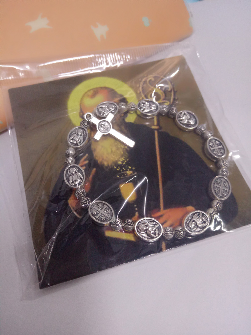 Cross jewelry, Virgin Mary rose beads, rosary cross bracelet, elastic bracelet, no cards Specification image