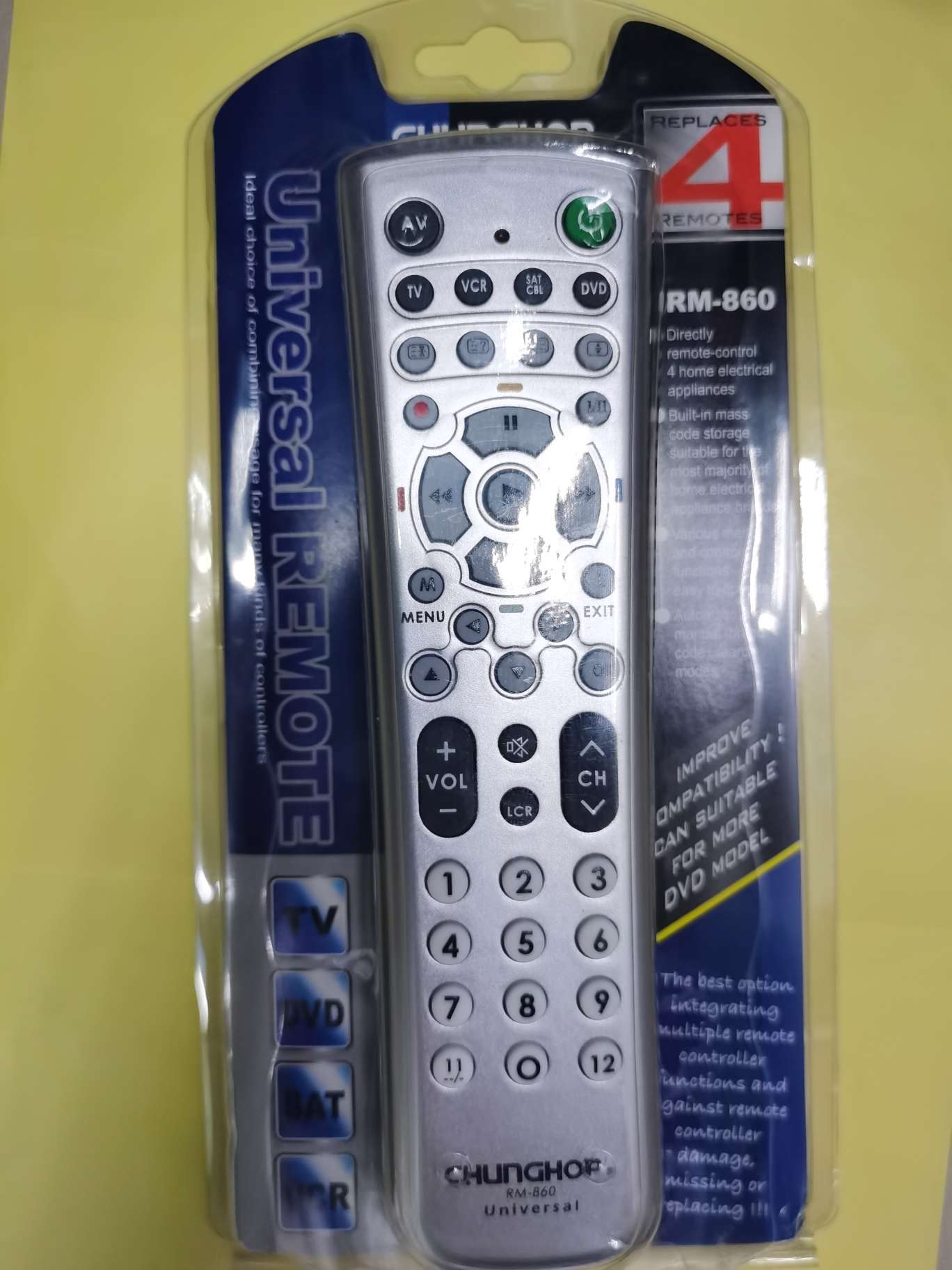 Chunghop-rm-860tv /DVD/SAT/VCR Zhonghe Universal TV set top box satellite receiver remote control