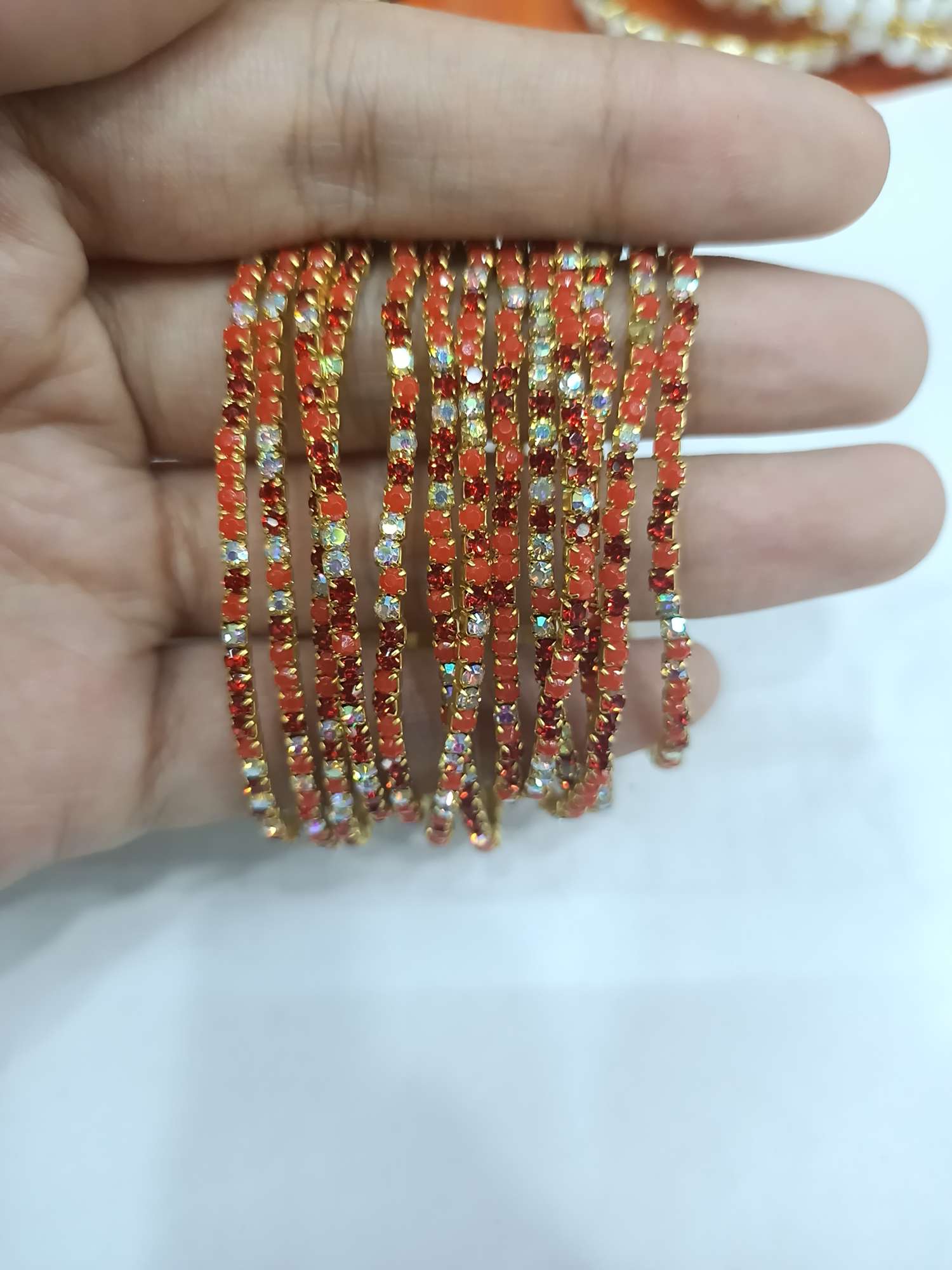 2mm bright red acrylic mixed color bracelet with water drill thumbnail